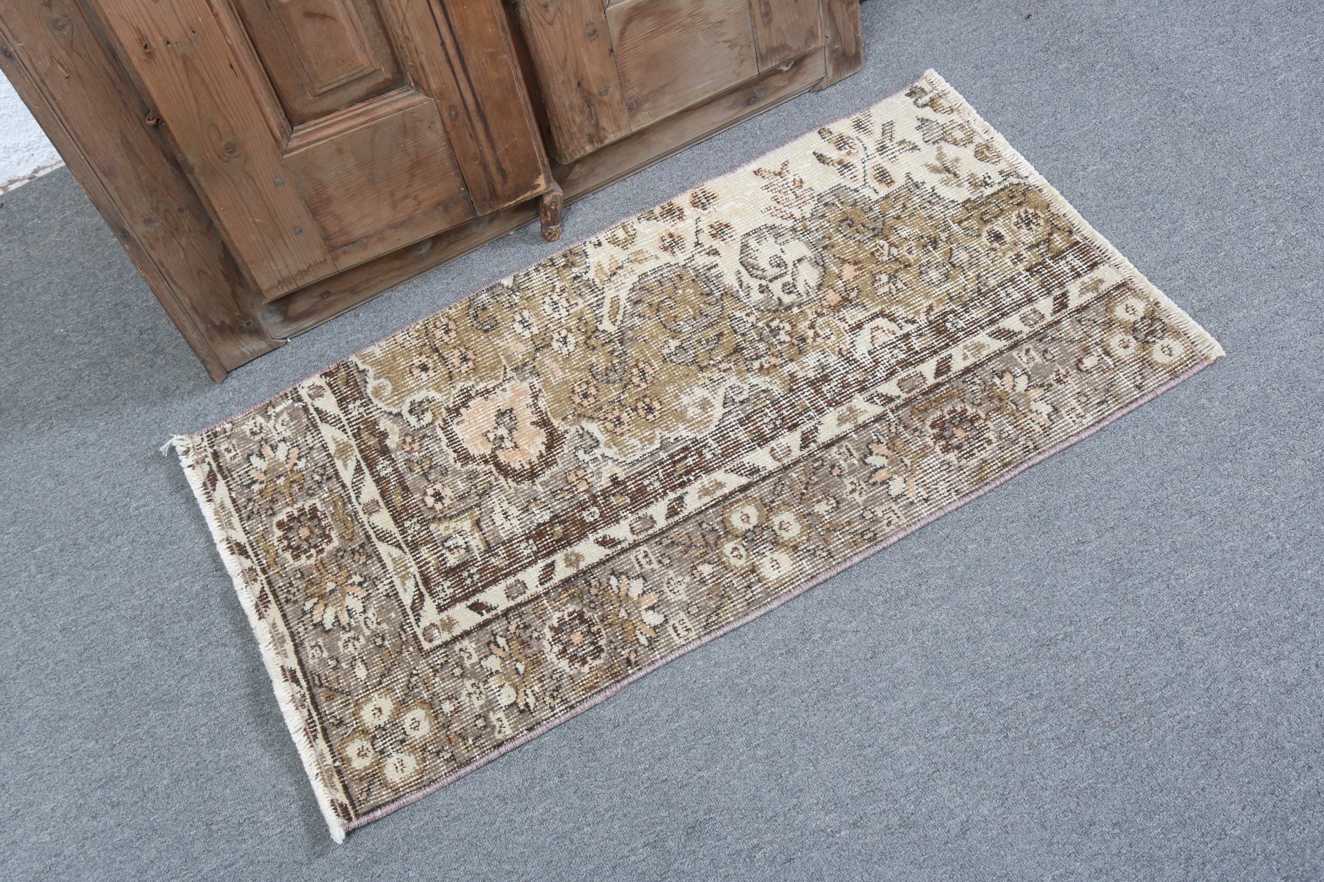 Banyo Halıları, Küçük Vintage Halı, Türk Halısı, Ev Dekorasyonu Halısı, 1.7x3.1 ft Küçük Halılar, Vintage Halı, Oushak Halısı, Yeşil Fas Halıları, Etnik Halılar