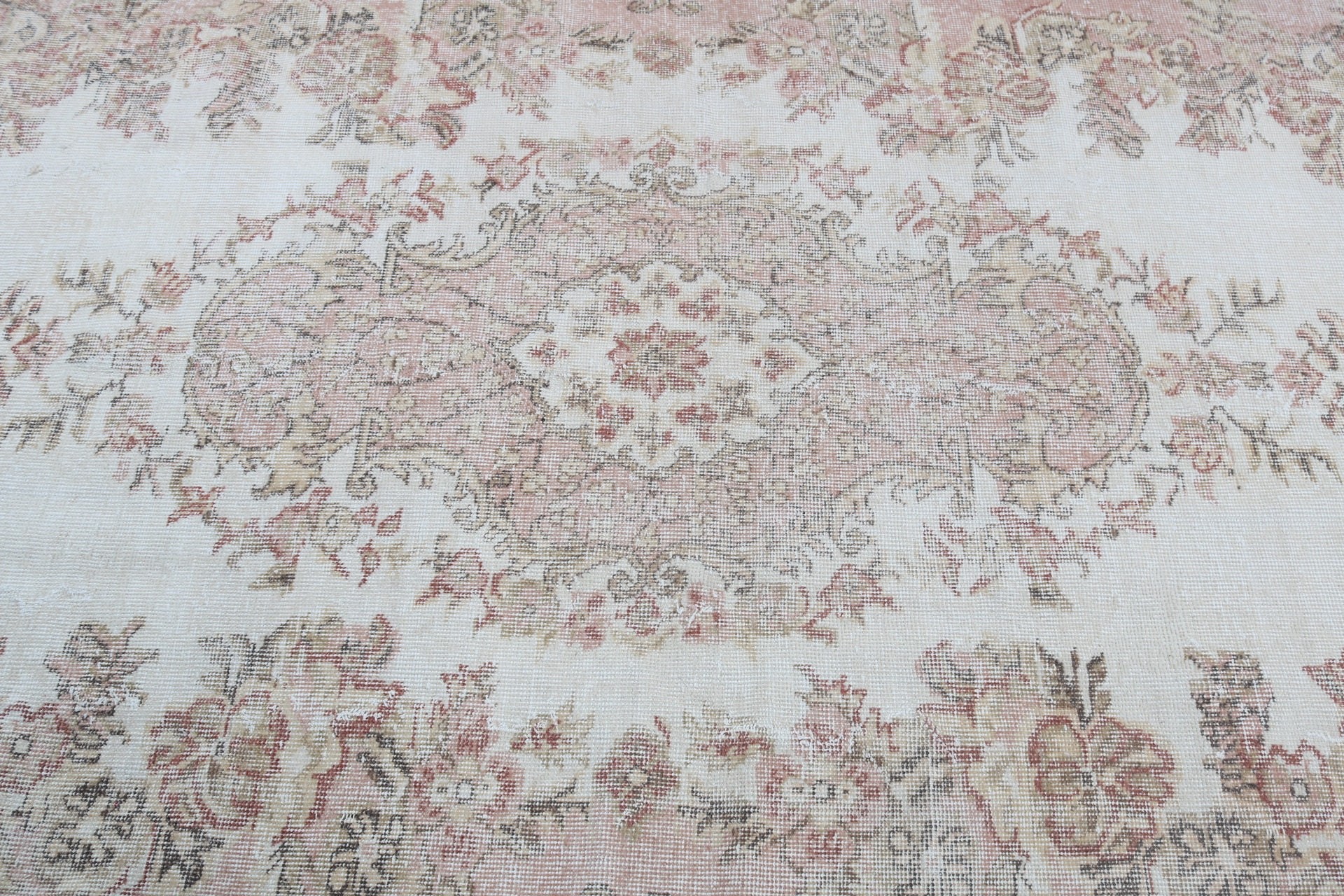 Yer Halıları, 5.1x9.5 ft Büyük Halılar, Boho Halı, Büyük Oushak Halı, Vintage Halı, Pembe Açıklama Halıları, Türk Halıları, Büyük Vintage Halı