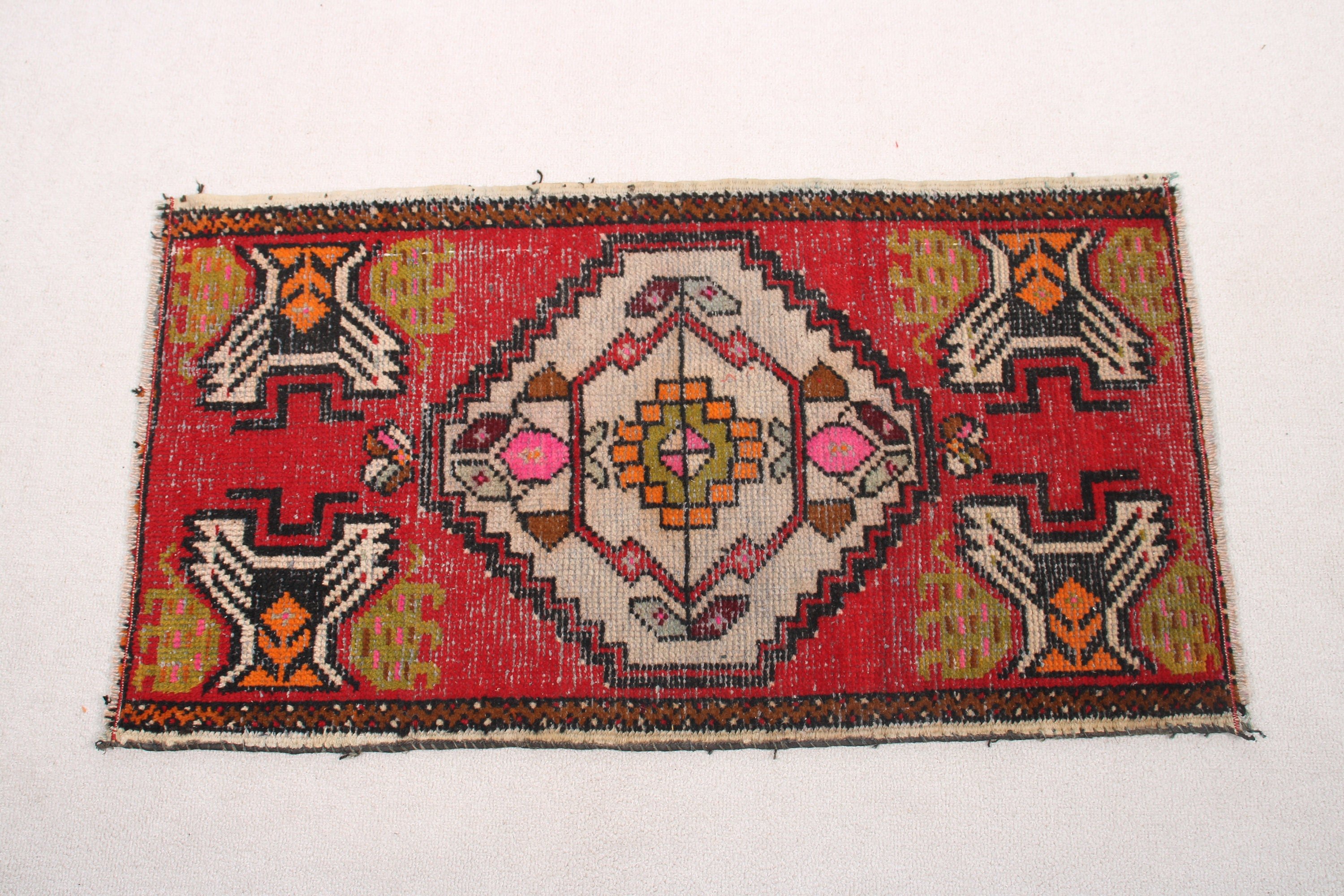 Turkish Rugs, Red Home Decor Rugs, Small Area Rug, Kitchen Rugs, Aztec Rug, 1.7x3 ft Small Rug, Wall Hanging Rug, Vintage Rug, Oriental Rug