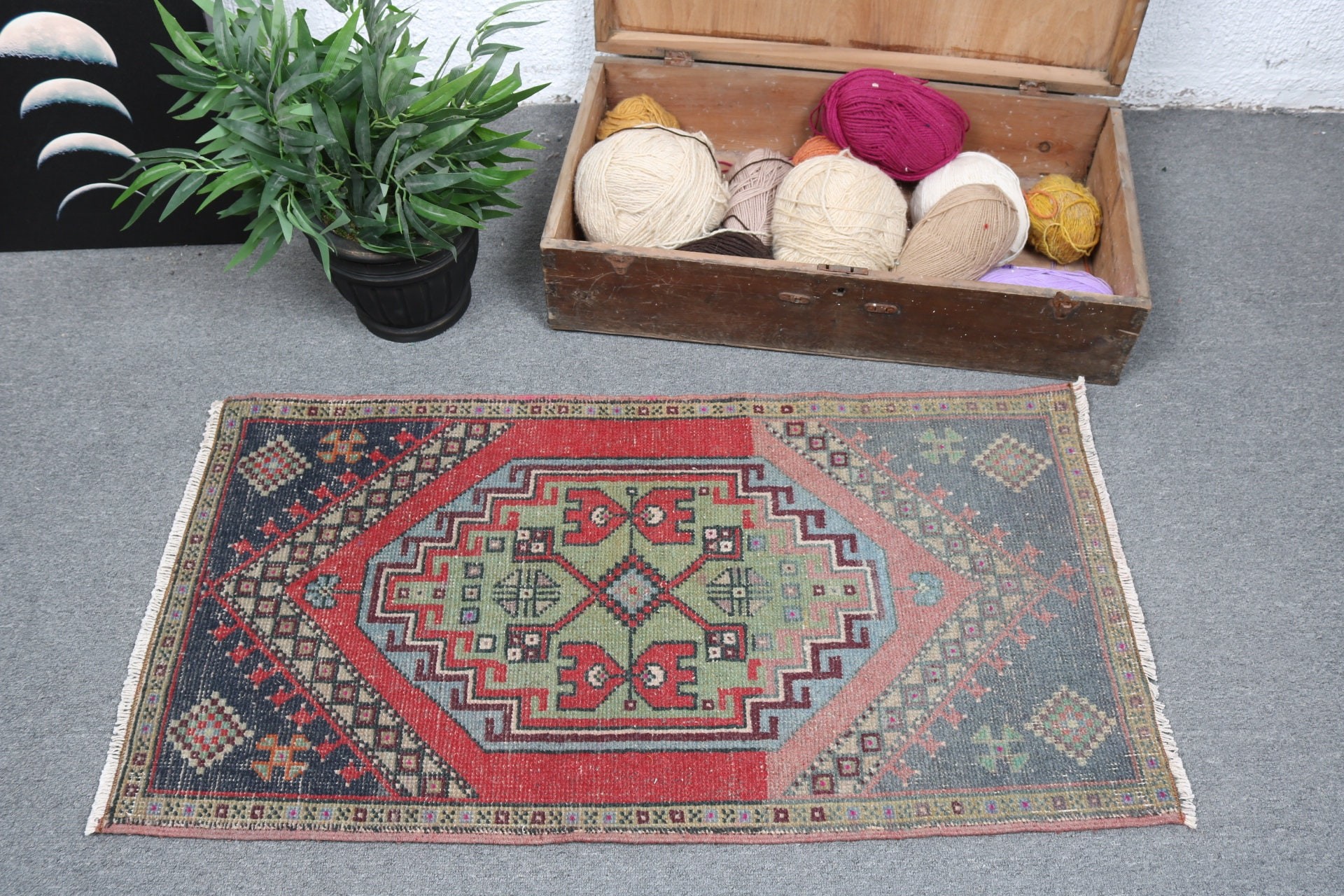 Red Home Decor Rug, Turkish Rug, Wall Hanging Rugs, Door Mat Rugs, Vintage Rugs, Wool Rugs, Neutral Rugs, Office Rugs, 1.9x3.5 ft Small Rug