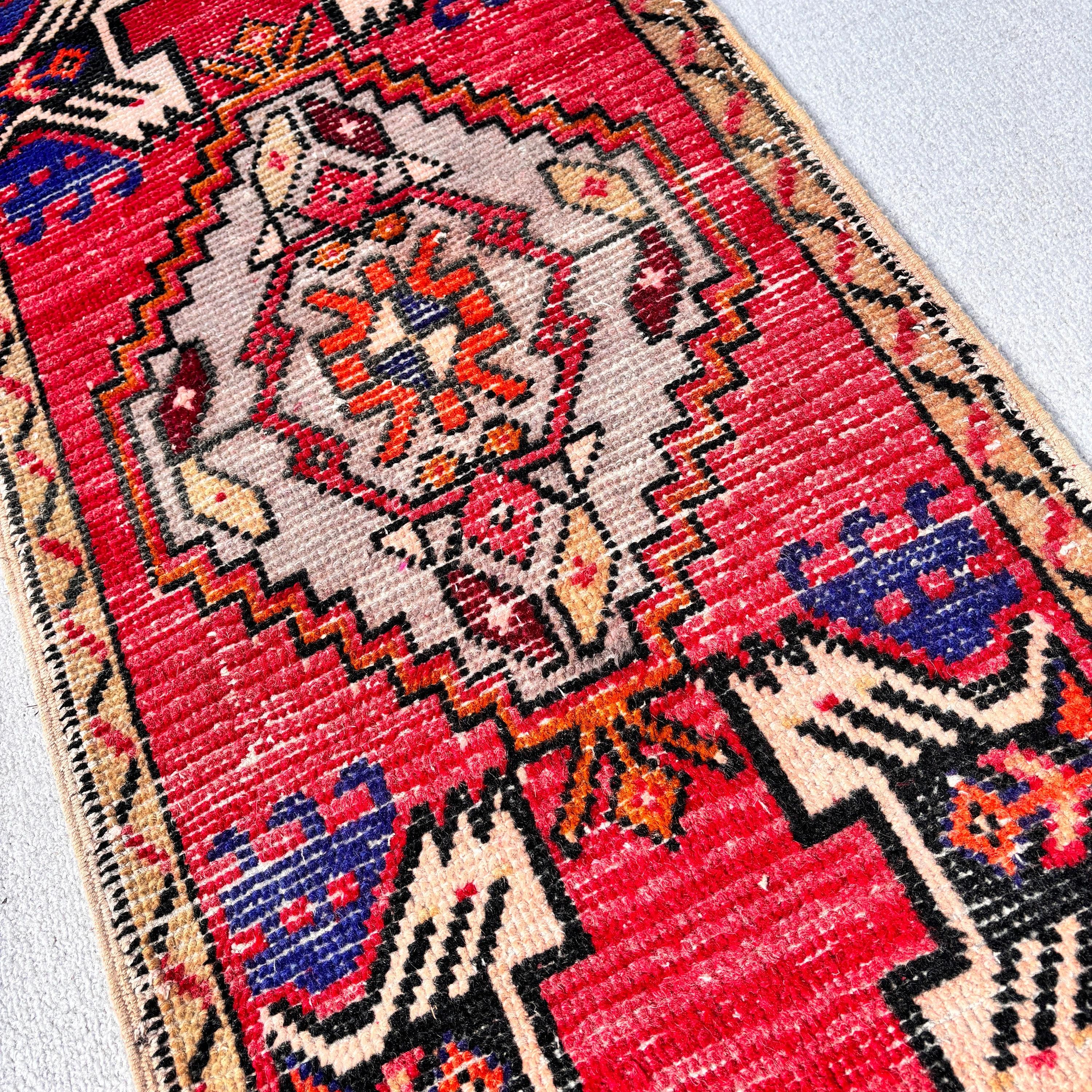 Small Vintage Rug, Exotic Rug, 1.6x3.2 ft Small Rug, Neutral Rugs, Anatolian Rugs, Small Boho Rugs, Turkish Rug, Vintage Rug, Red Wool Rugs