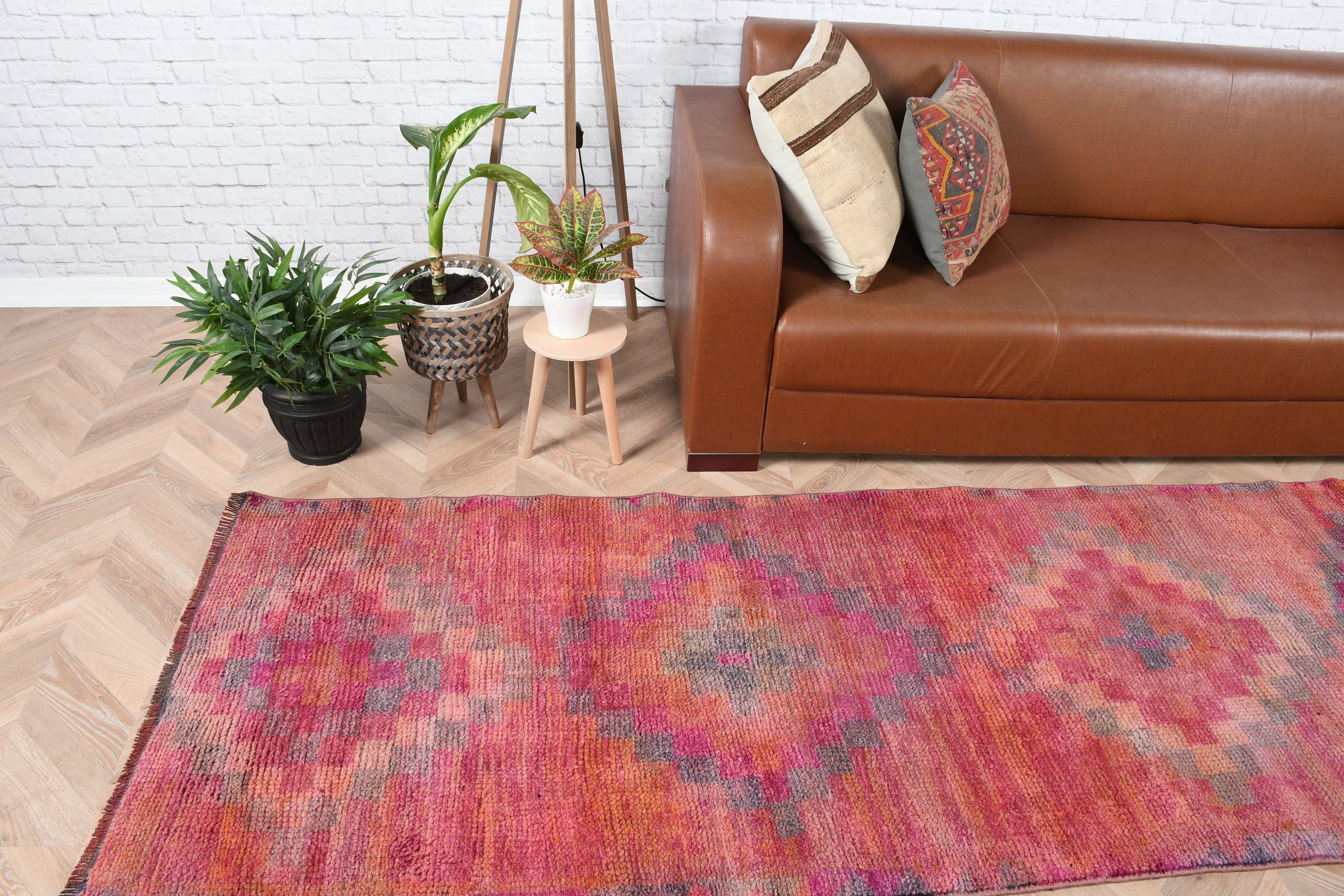 Pink Kitchen Rugs, Vintage Rugs, Turkish Rug, Rugs for Stair, Organic Rugs, Antique Rugs, Hallway Rug, Wool Rug, 3x8.6 ft Runner Rugs