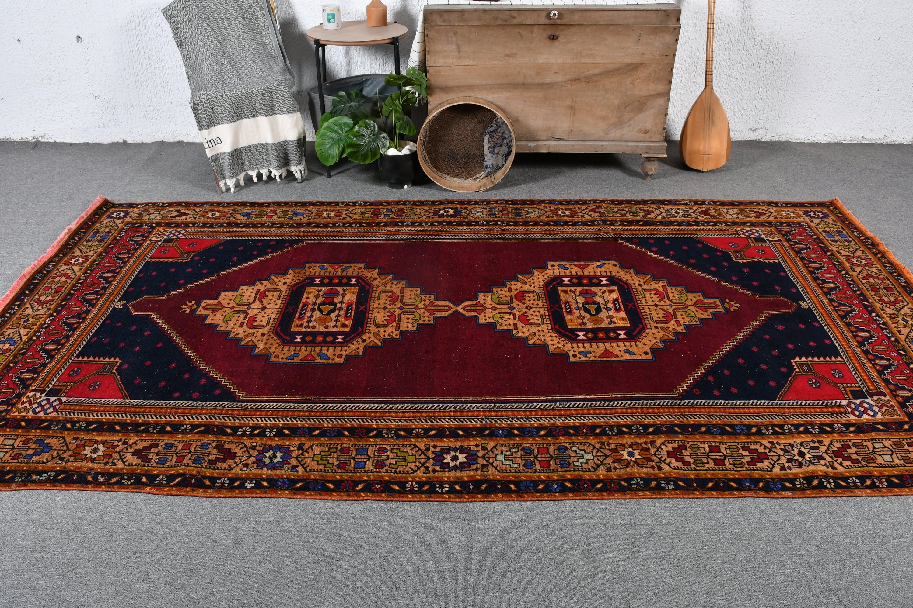 Turkish Rug, Floor Rug, Vintage Rugs, 5.2x10.2 ft Large Rugs, Designer Rug, Red Home Decor Rug, Living Room Rug, Cool Rug, Dining Room Rug