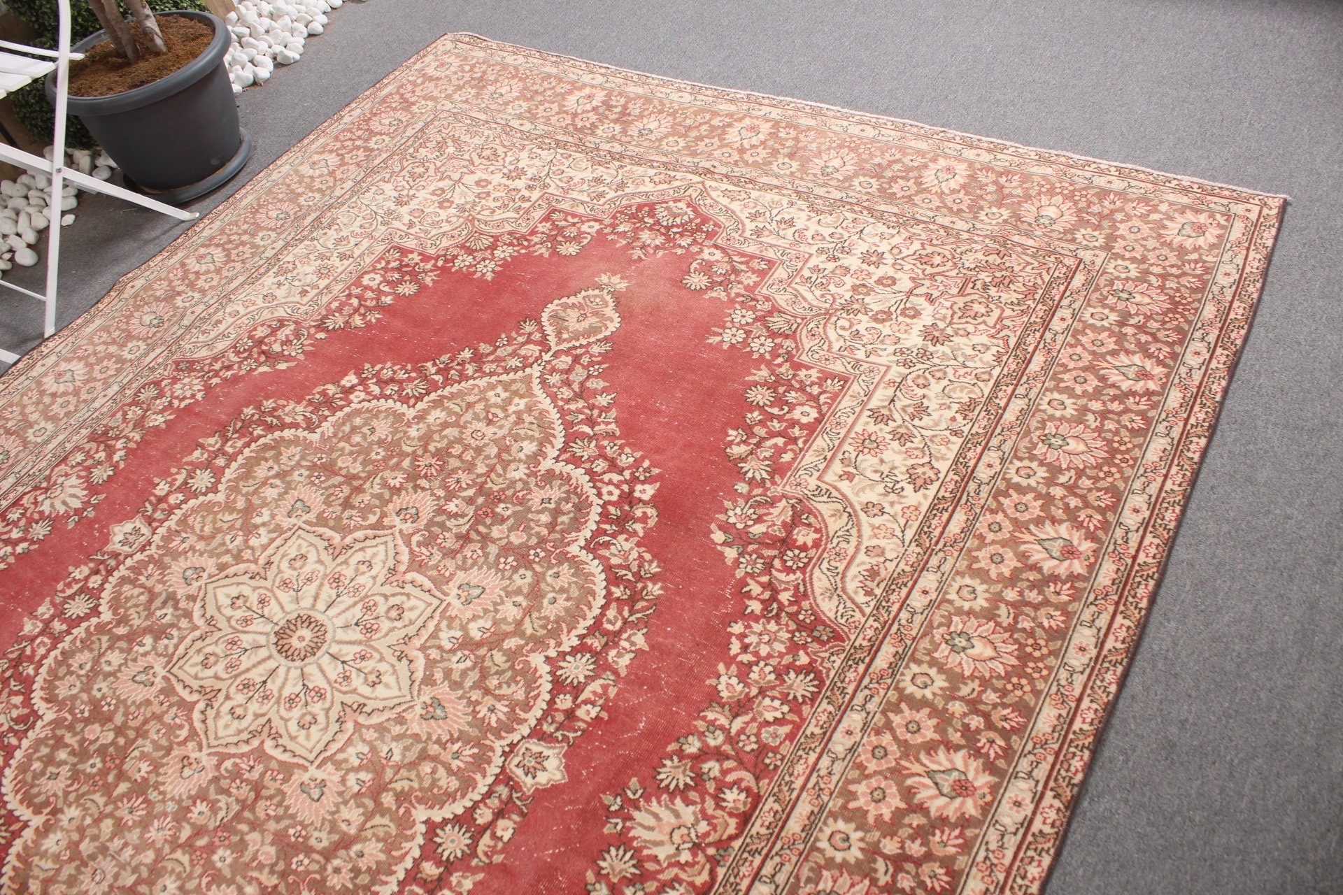 Düz Dokuma Halı, Yatak Odası Halısı, 6.9x9.8 ft Büyük Halı, Bej Soğuk Halı, Anadolu Halısı, Vintage Halı, Yemek Odası Halıları, Türk Halıları