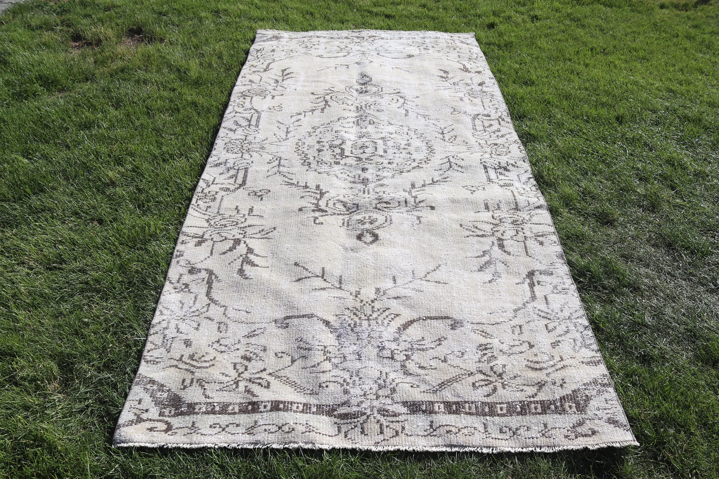 Çocuk Halıları, Boho Halıları, Türk Halıları, Vintage Halı, Vintage Alan Halısı, Yün Halısı, Bej Anadolu Halısı, 4,3x9,1 ft Alan Halısı, Vintage Dekor Halısı