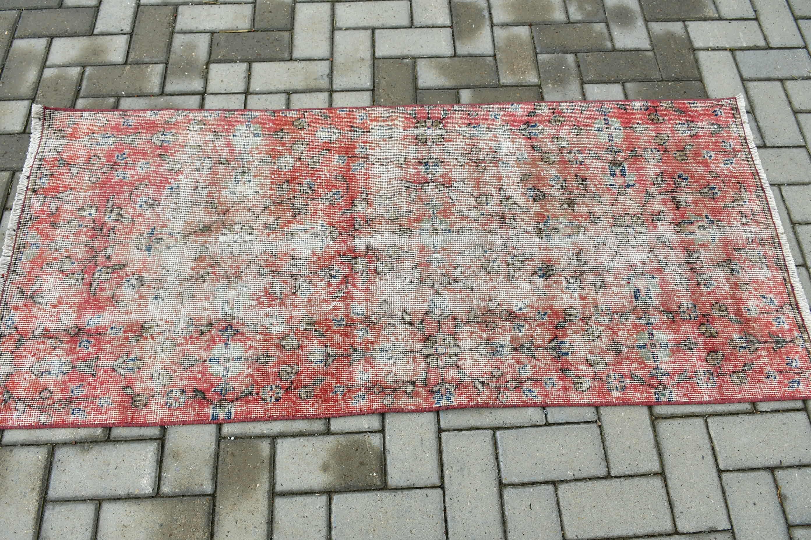 Wool Rug, Rugs for Wall Hanging, Vintage Rug, Red Cool Rug, Turkish Rug, 2.4x5.3 ft Small Rug, Home Decor Rug, Entry Rugs, Door Mat Rug