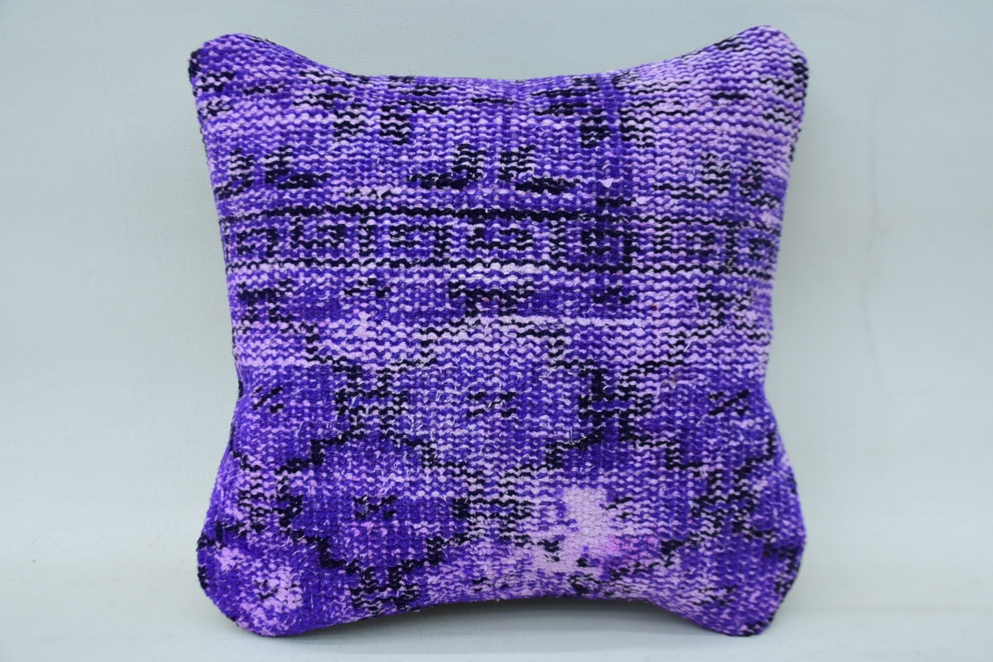 Throw Kilim Pillow, 12"x12" Purple Cushion Cover, Turkish Pillow, Vintage Kilim Throw Pillow, Colorful Cushion, Boho Throw Cushion Case