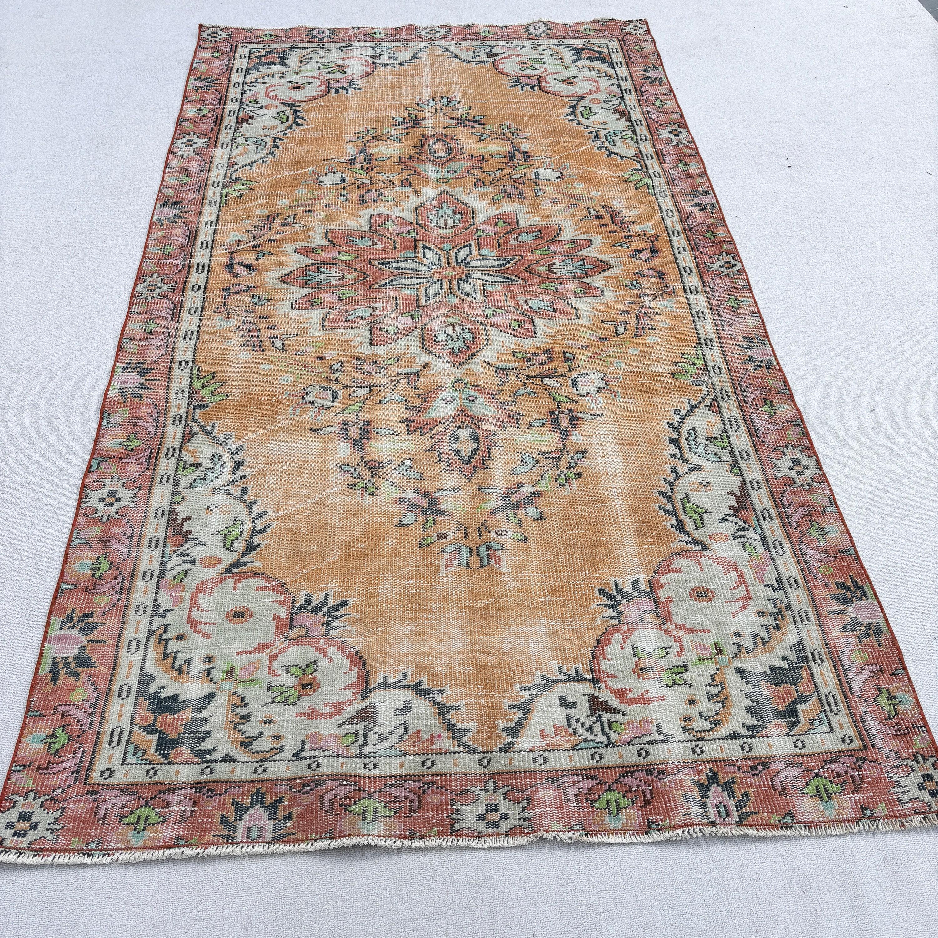 Modern Halı, Boho Halı, Vintage Halı, Turuncu Açıklama Halısı, Yatak Odası Halıları, Yer Halıları, Büyük Vintage Halı, Türk Halısı, 4,9x8,8 ft Büyük Halı