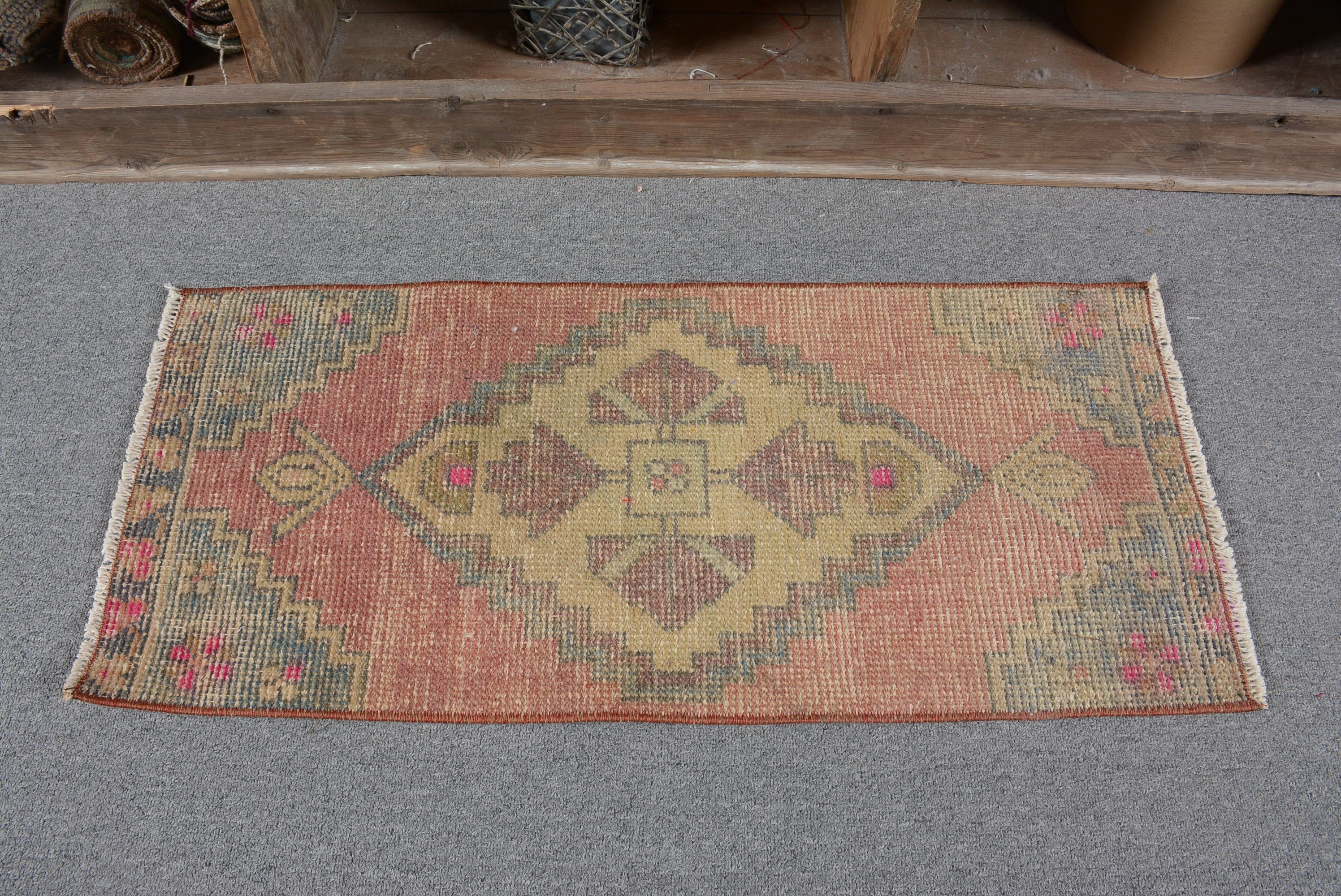 Home Decor Rug, Red Wool Rug, Car Mat Rugs, Anatolian Rug, Vintage Rug, 1.2x2.9 ft Small Rug, Eclectic Rugs, Turkish Rug, Wall Hanging Rug