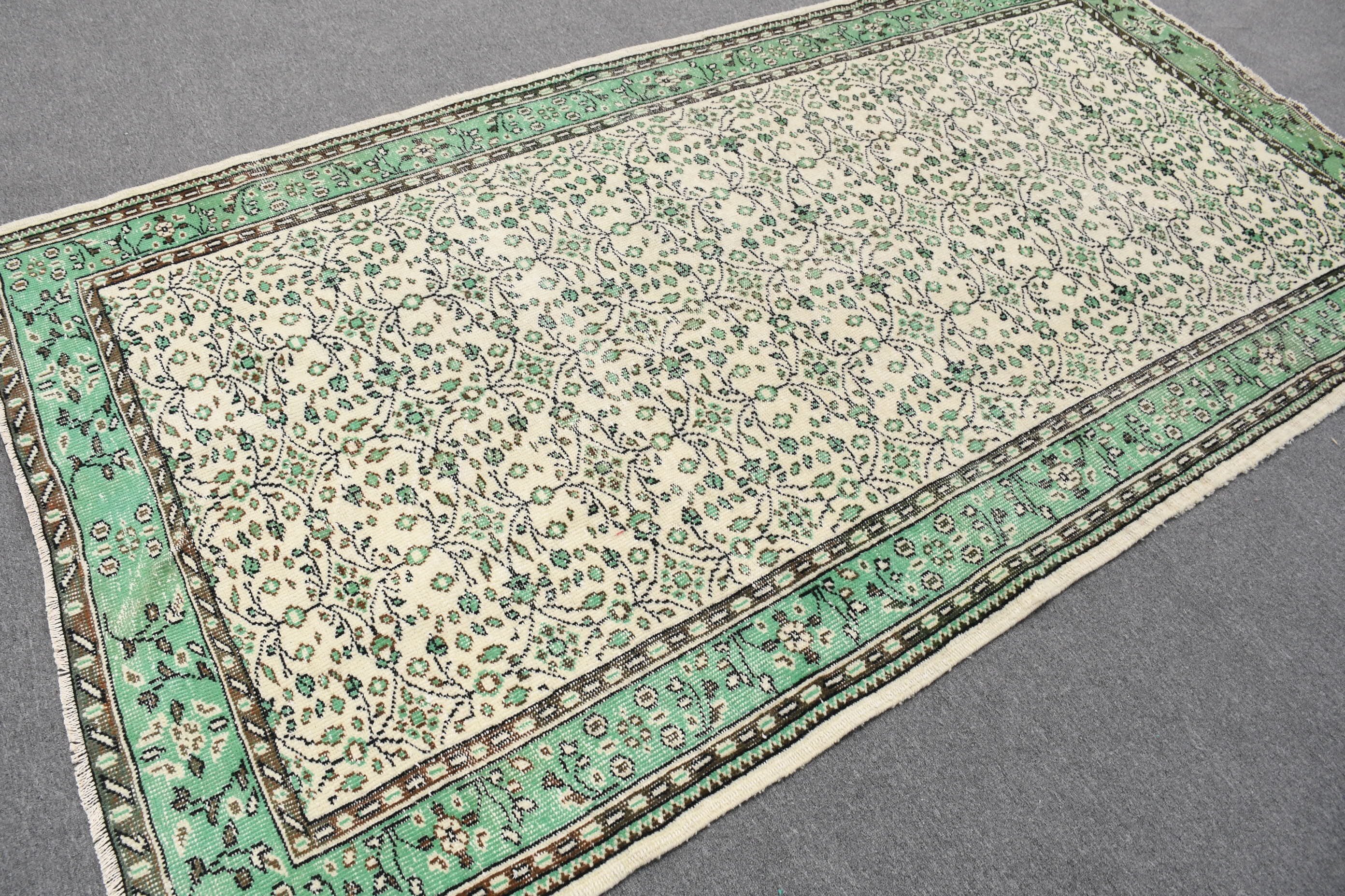 Yün Halı, Türk Halıları, Oturma Odası Halısı, Yemek Odası Halısı, Bej Ev Dekor Halısı, Oushak Halısı, Vintage Halı, 4.9x9.2 ft Büyük Halı, Etnik Halı