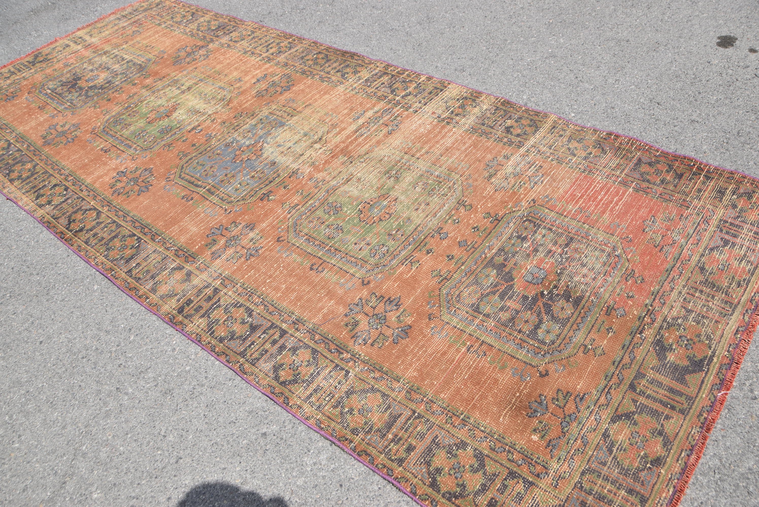 Corridor Rug, 4.6x11.5 ft Runner Rugs, Authentic Rug, Vintage Rugs, Oushak Rug, Orange Home Decor Rugs, Turkish Rug, Hallway Rug, Wool Rug