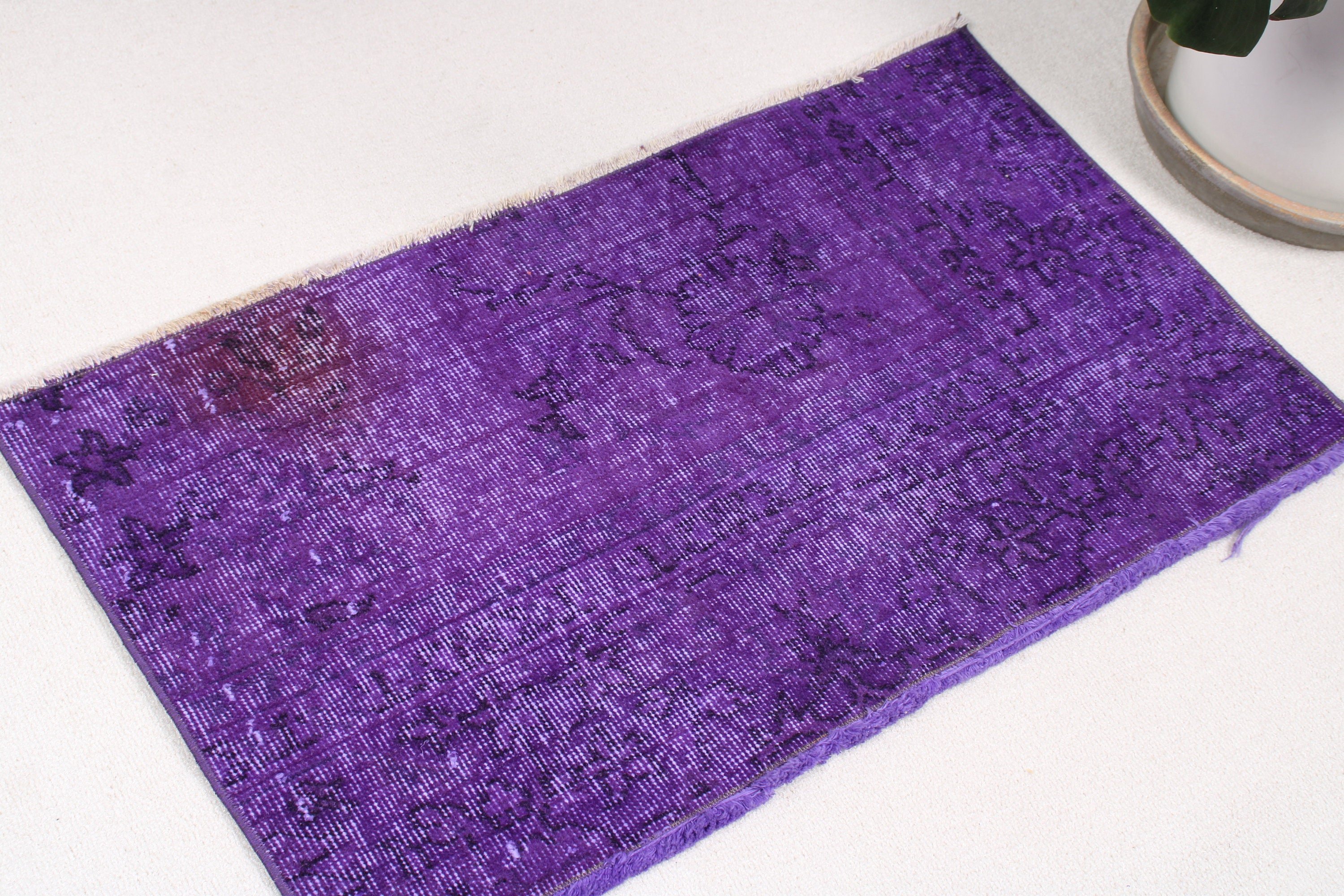 2.9x1.6 ft Small Rug, Modern Rug, Purple Handwoven Rug, Vintage Rugs, Turkish Rug, Small Vintage Rugs, Geometric Rug, Bathroom Rugs