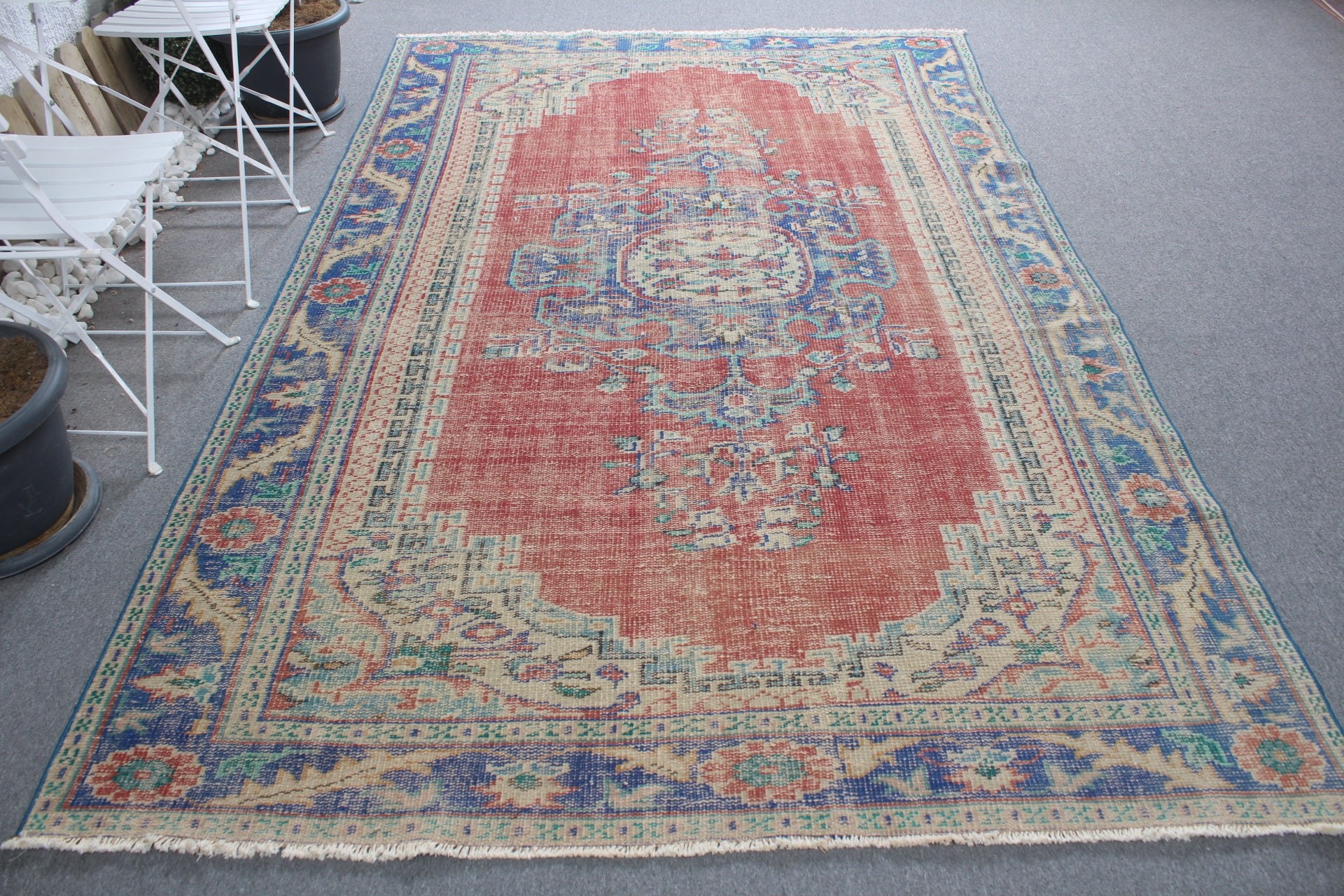 Salon Rugs, Anatolian Rug, Turkish Rug, Bedroom Rug, Red Wool Rugs, Kitchen Rug, Rugs for Dining Room, Vintage Rug, 6.2x8.7 ft Large Rug