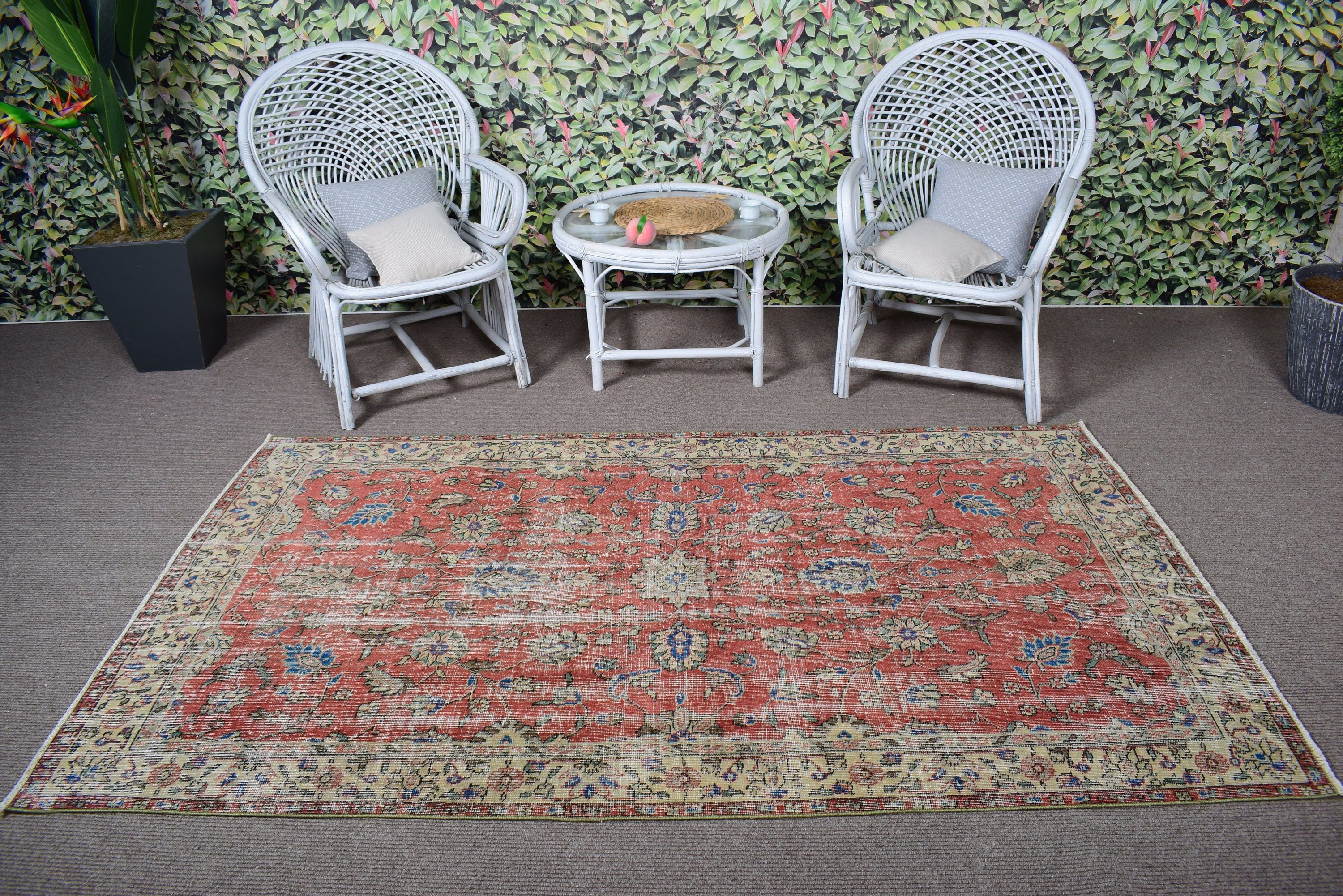 Red Neutral Rugs, Vintage Rugs, Living Room Rug, Flatweave Rug, Turkish Rugs, Floor Rug, Tribal Rugs, Moroccan Rugs, 4.3x7.3 ft Area Rugs