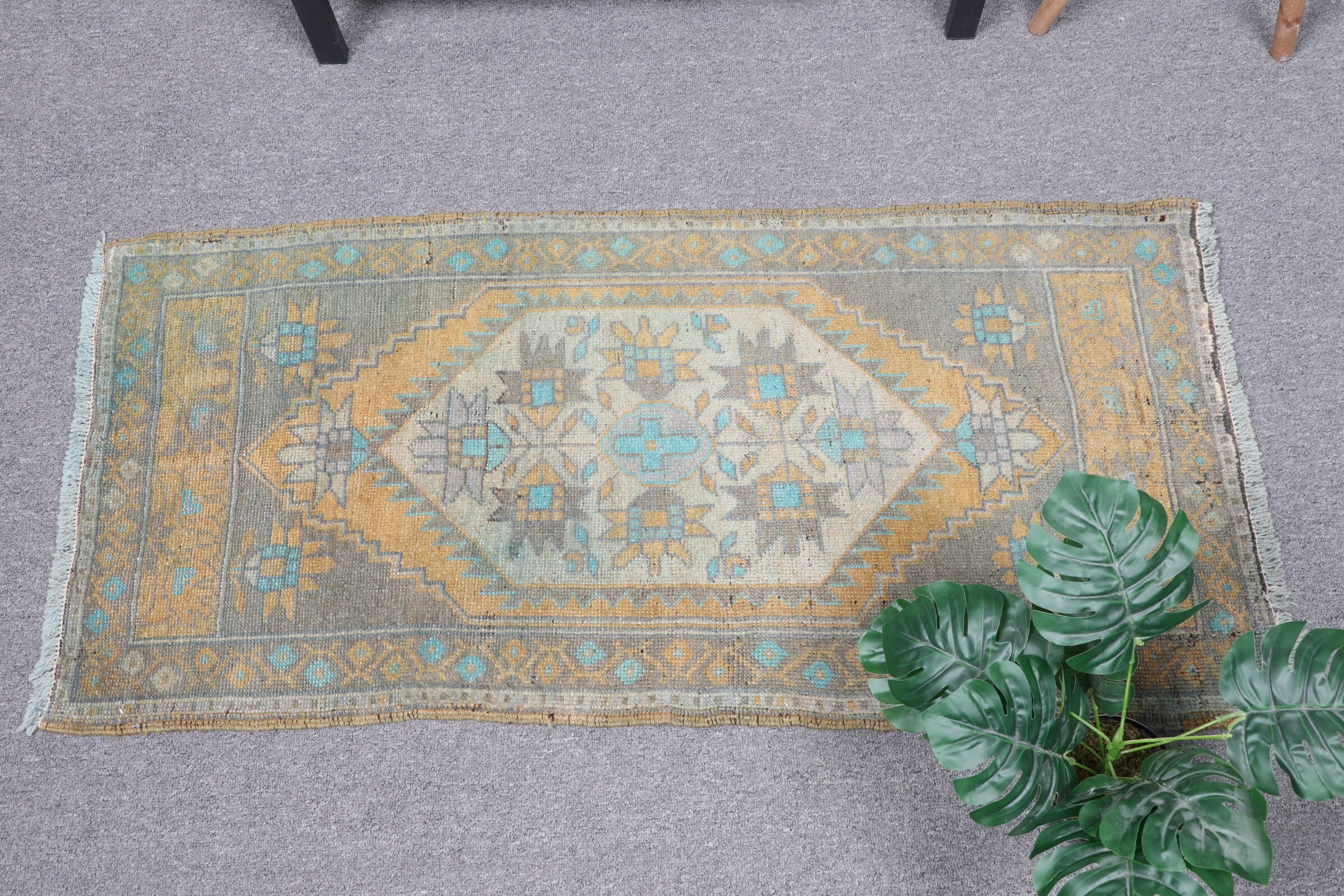 Cool Rugs, Turkish Rug, Bedroom Rug, Wall Hanging Rug, Kitchen Rug, Green Moroccan Rug, Rugs for Entry, 1.7x3.6 ft Small Rug, Vintage Rugs