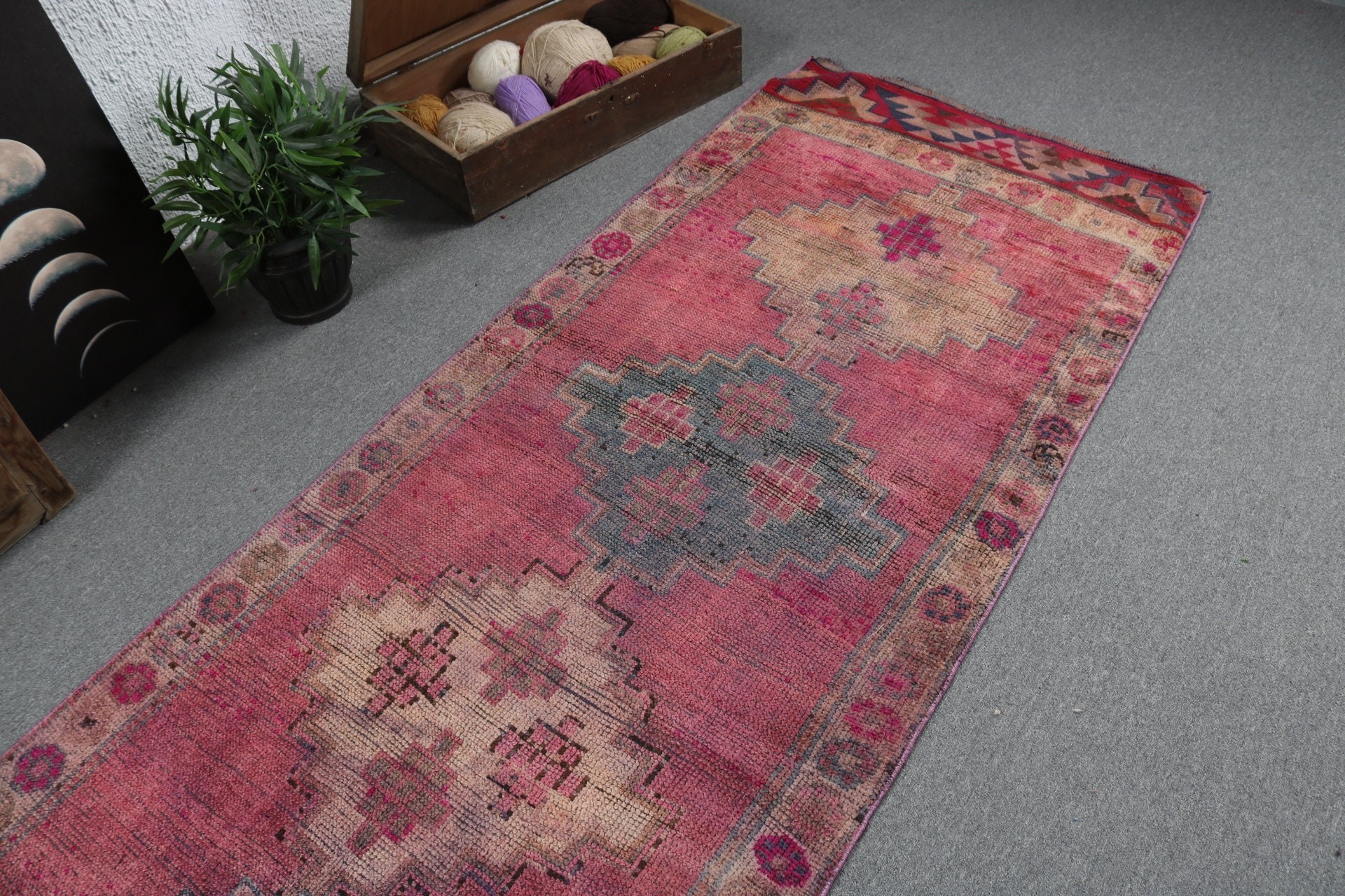 Turkish Rug, Corridor Rug, Pink Anatolian Rug, Outdoor Rugs, Neutral Rugs, 3.2x11 ft Runner Rugs, Long Runner Rug, Vintage Rug, Modern Rugs