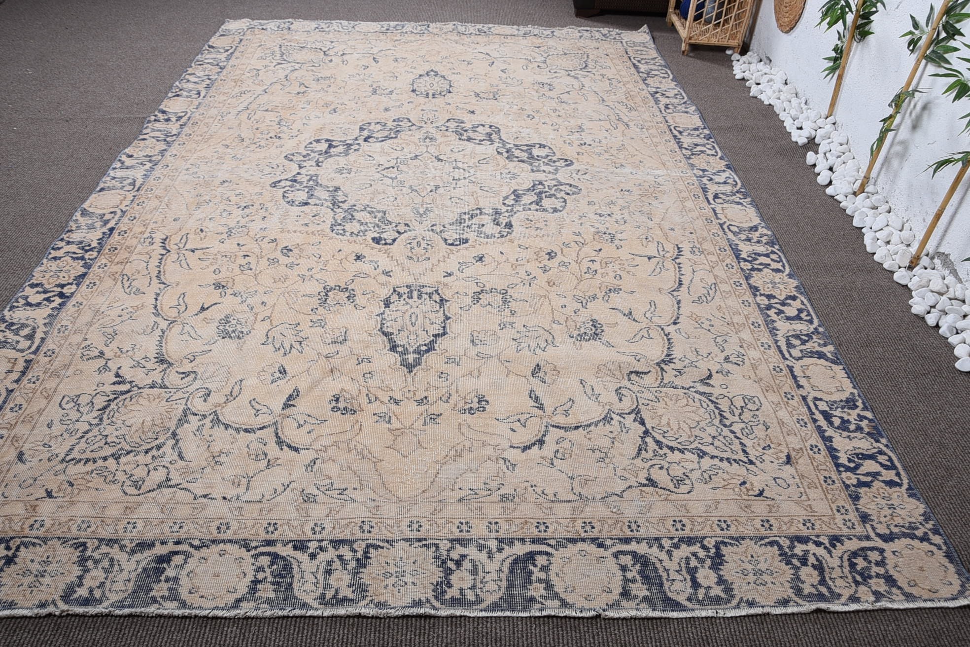 Göçebe Halısı, Türk Halısı, Antika Halı, 7.3x10.9 ft Büyük Boy Halı, Oushak Halıları, Oturma Odası Halıları, Vintage Halılar, Salon Halısı, Salon Halıları