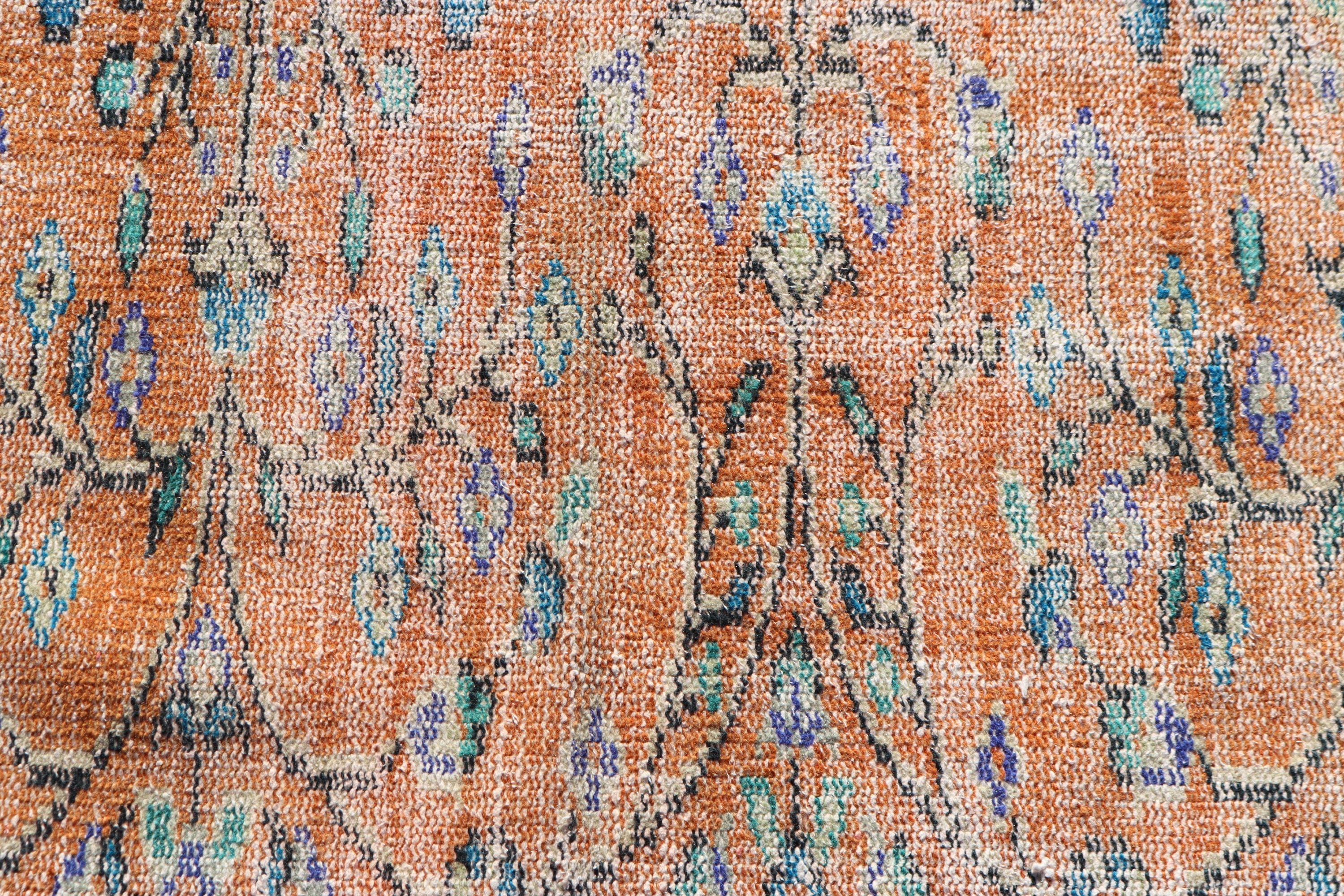 Nursery Rugs, Wool Rugs, Vintage Rugs, Small Vintage Rugs, Orange Kitchen Rug, Bohemian Rug, Luxury Rugs, Turkish Rug, 1.5x4.3 ft Small Rug