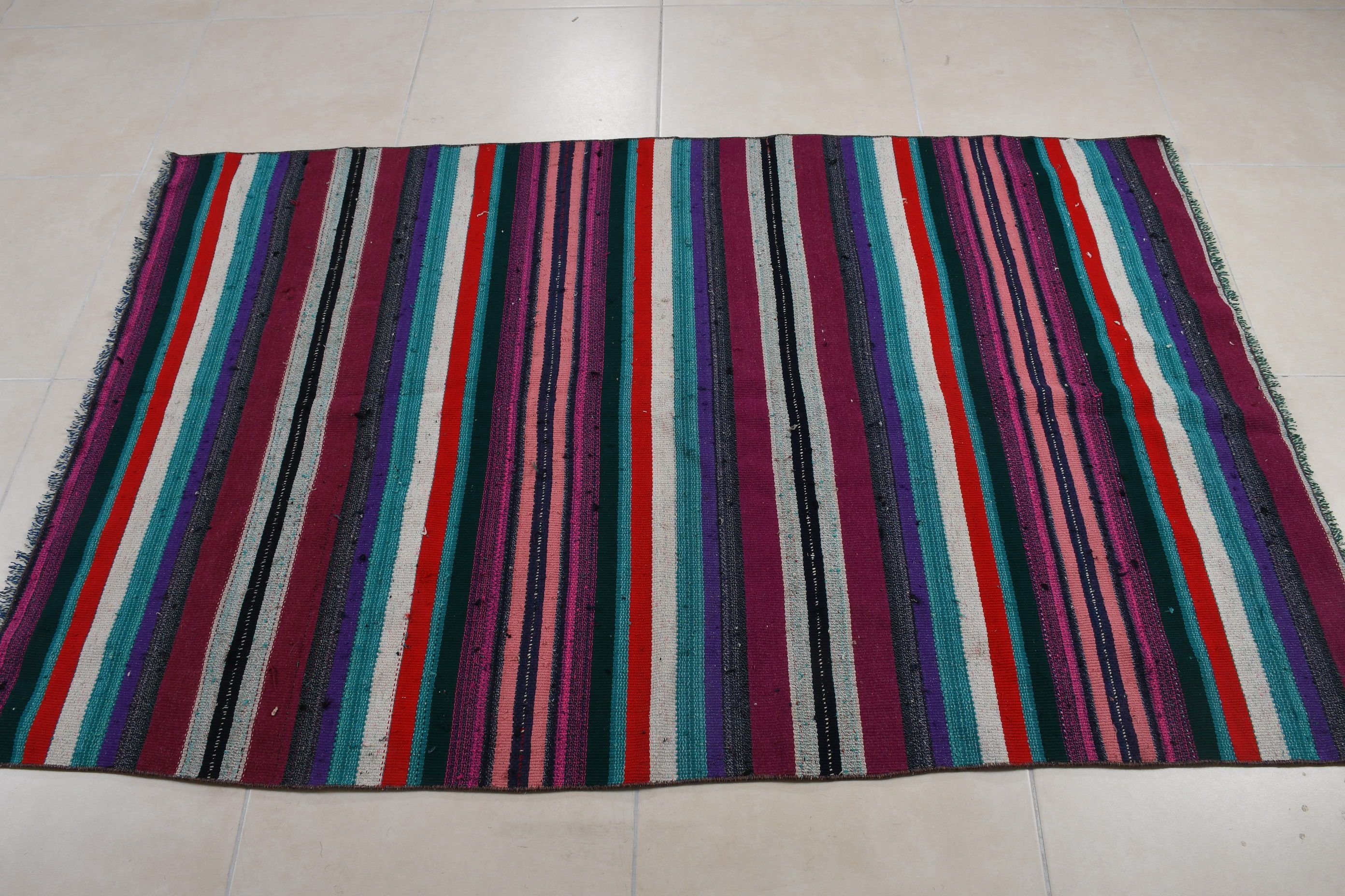 Kilim, Ev Halısı, Türk Halıları, Antik Halı, Yer Halısı, Mor 4x6,3 ft Alan Halısı, Vintage Halı, Alan Kilimleri