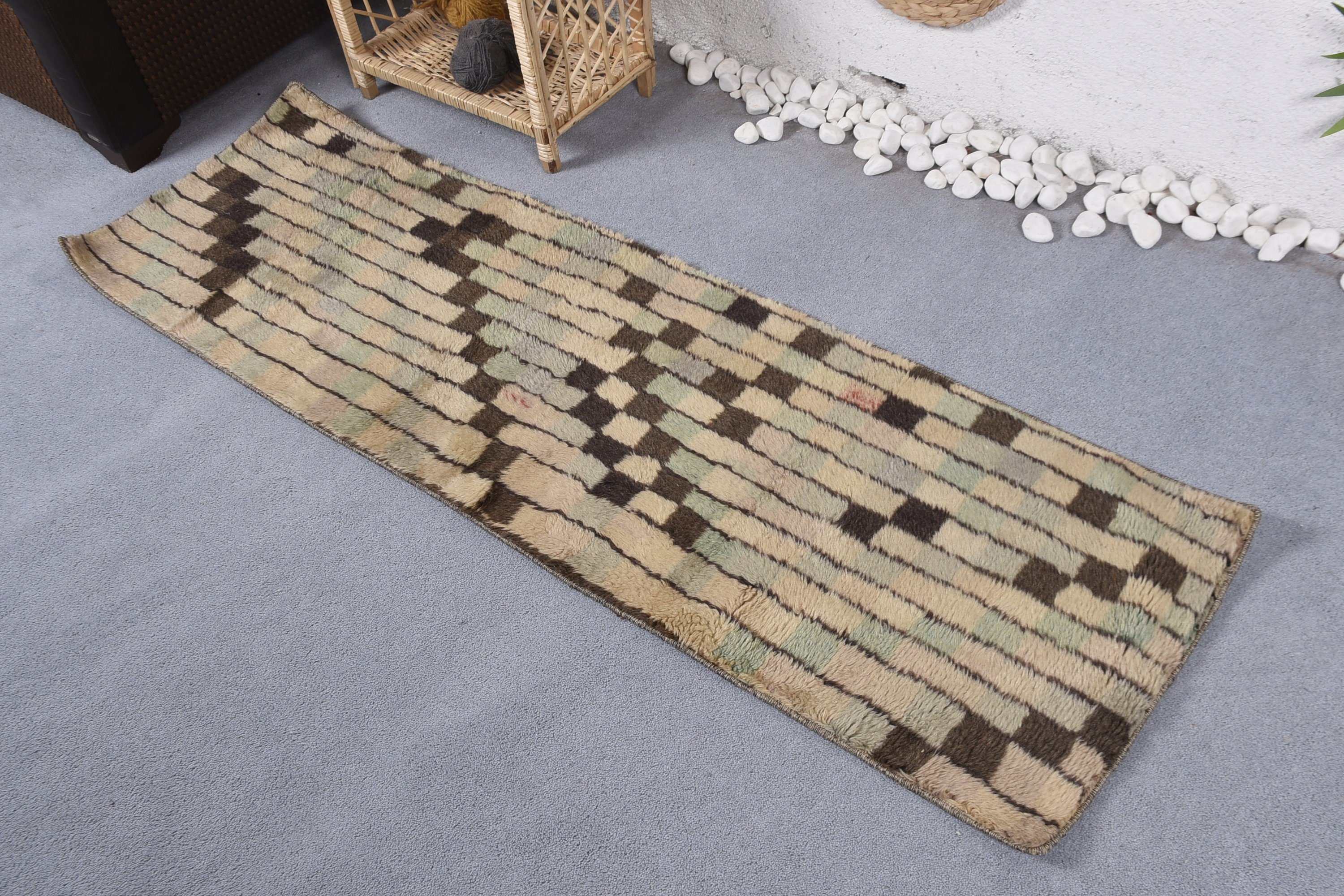 1.8x5.9 ft Runner Rug, Stair Rug, Pastel Rug, Turkish Rug, Vintage Rug, Home Decor Rugs, Rugs for Runner, Green Moroccan Rug, Oushak Rug