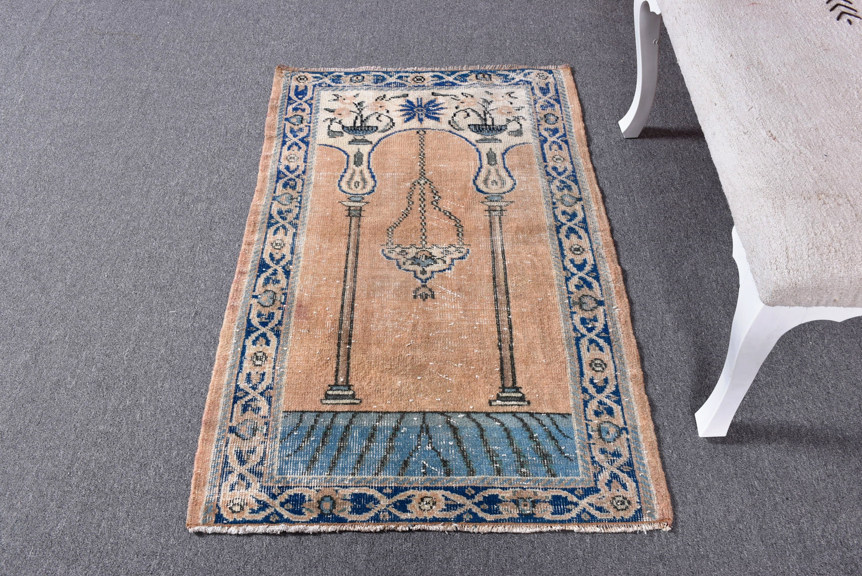 Kapı Paspası Halısı, 2.6x4 ft Küçük Halılar, Oushak Halısı, Açıklama Halısı, Modern Halı, Türk Halısı, Küçük Alan Halıları, Turuncu Antika Halılar, Vintage Halılar