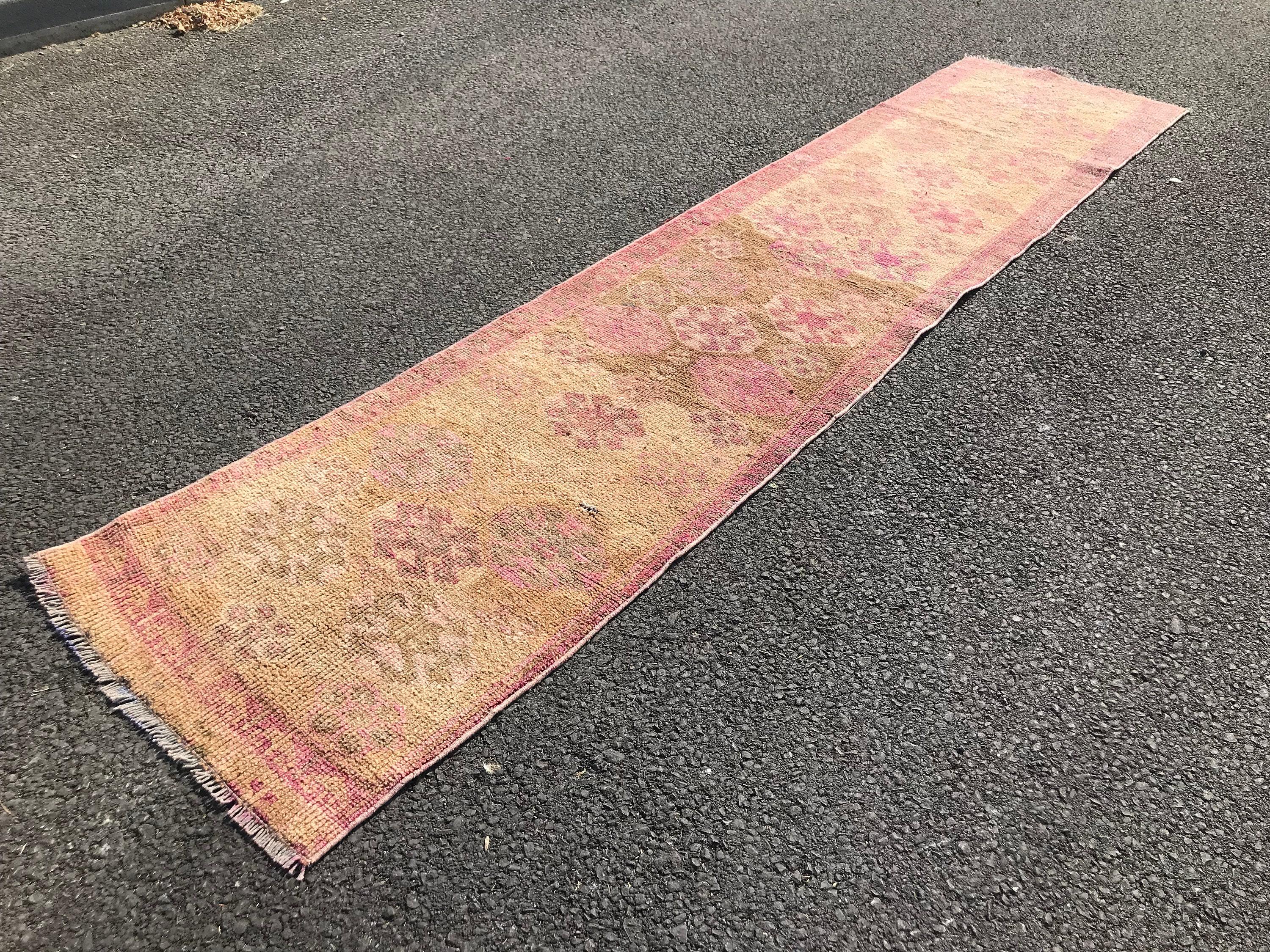 Old Rug, Corridor Rugs, Kitchen Rug, Turkish Rug, Rugs for Runner, Pink Kitchen Rug, 2.3x10.2 ft Runner Rugs, Vintage Rugs