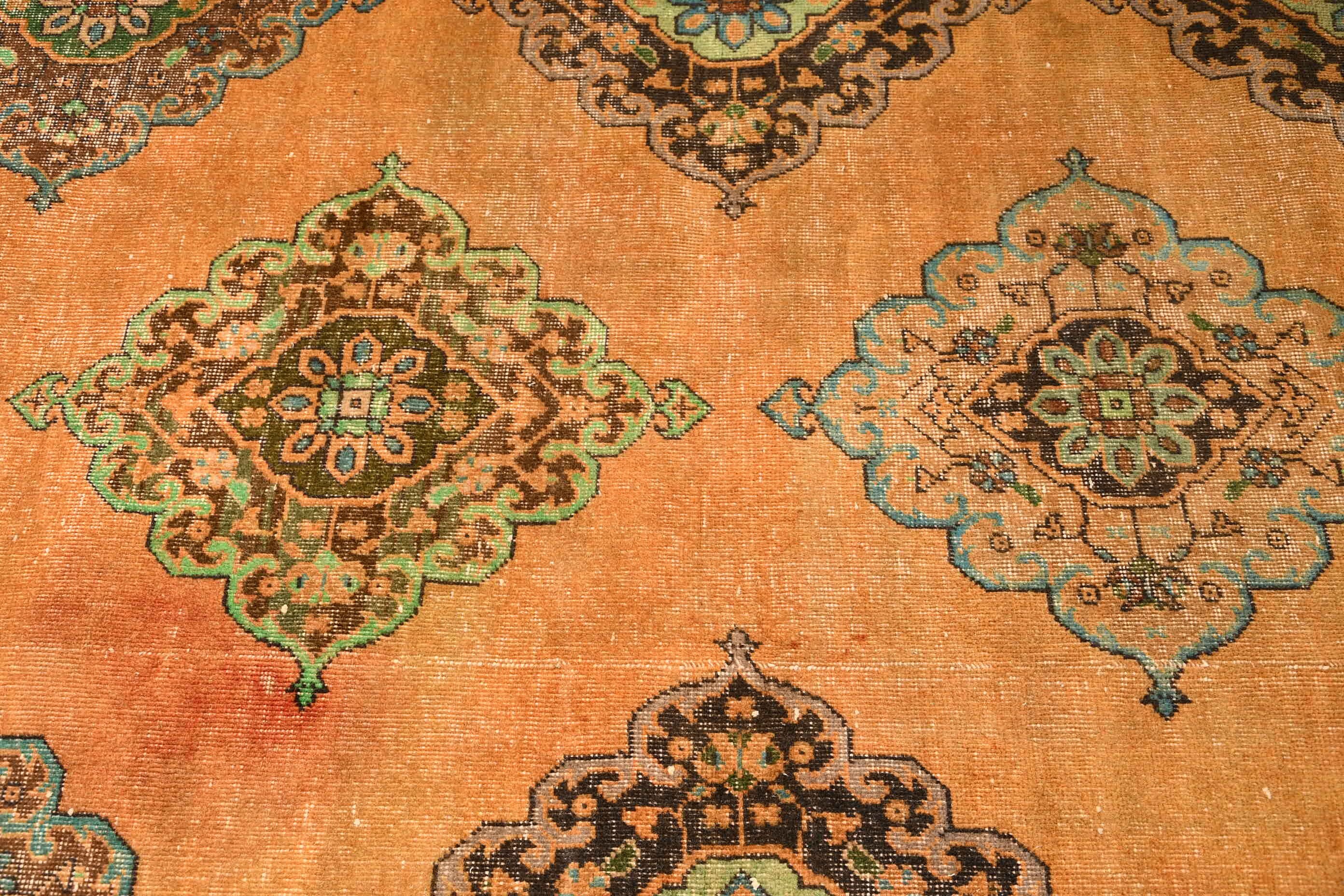 Anatolian Rugs, Rugs for Floor, Bedroom Rugs, Kitchen Rug, Turkish Rug, Floor Rug, Vintage Rug, Orange  3.3x7.6 ft Area Rugs
