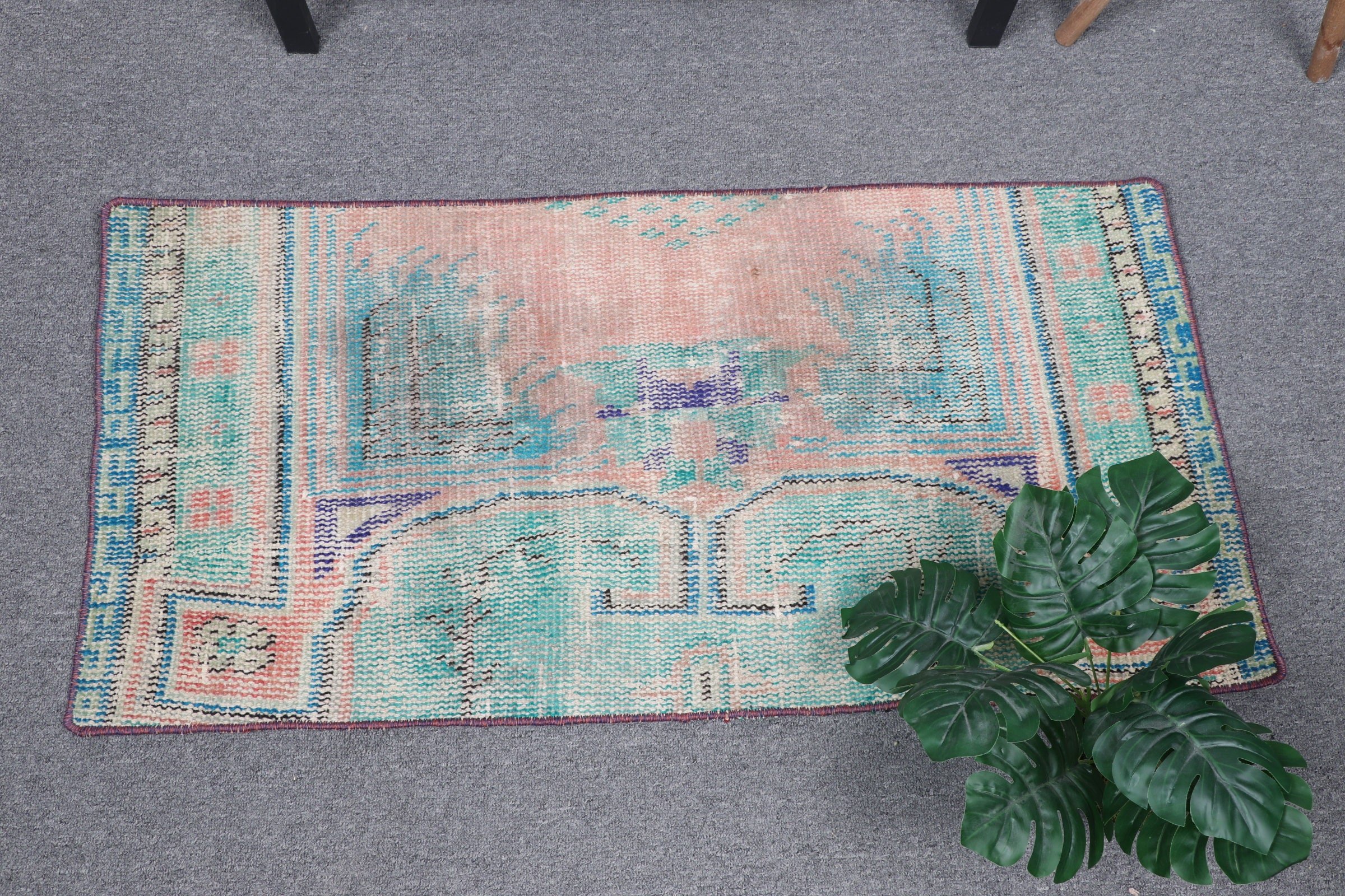 1.6x3.3 ft Small Rugs, Door Mat Rug, Cute Rugs, Bedroom Rug, Turkish Rugs, Wall Hanging Rug, Green Wool Rug, Vintage Rugs