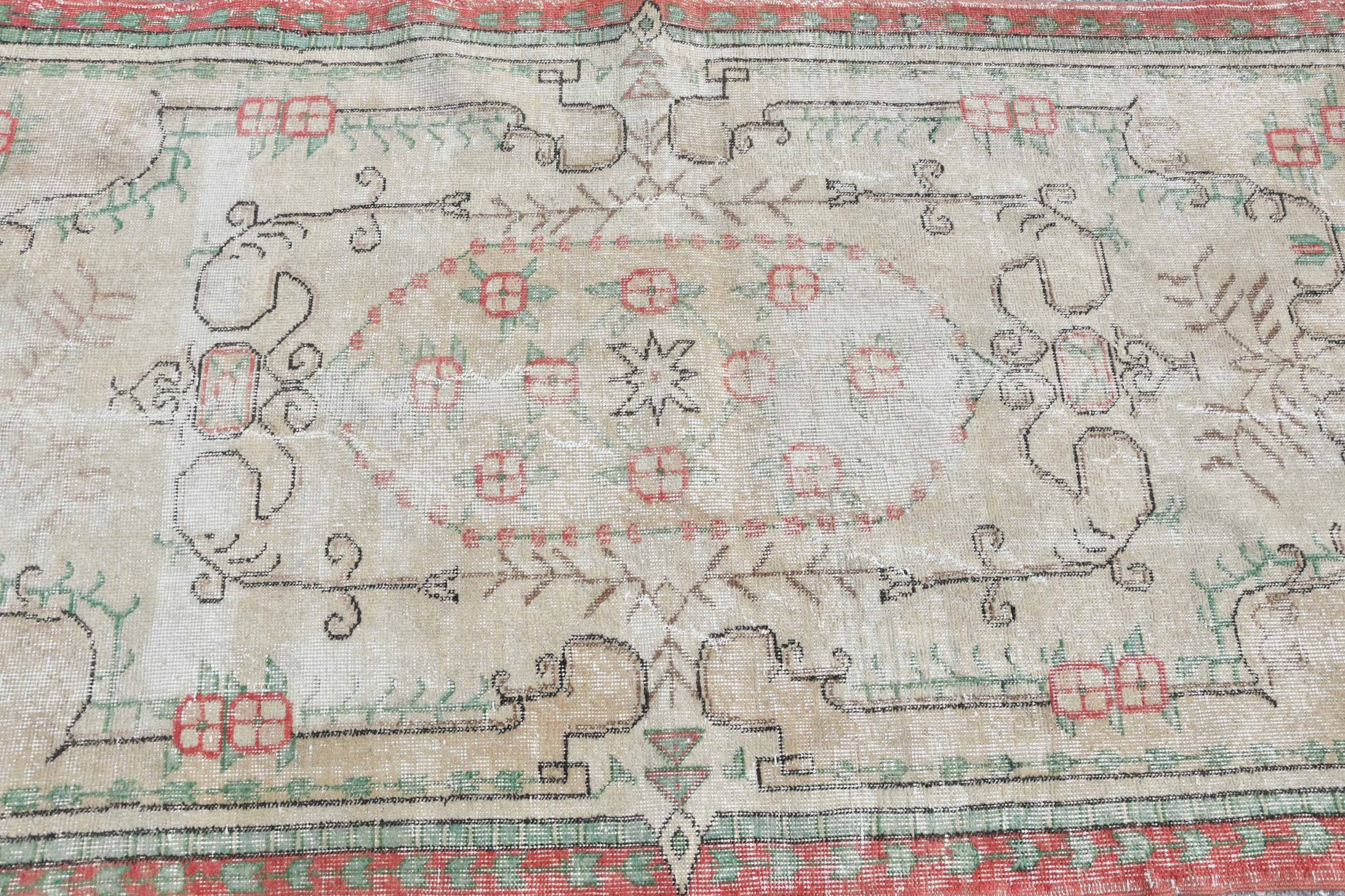 Oriental Rug, Rugs for Bedroom, Nursery Rugs, Vintage Rug, 3.7x7.3 ft Area Rug, Oushak Rug, Turkish Rug, Floor Rugs, Red Bedroom Rug