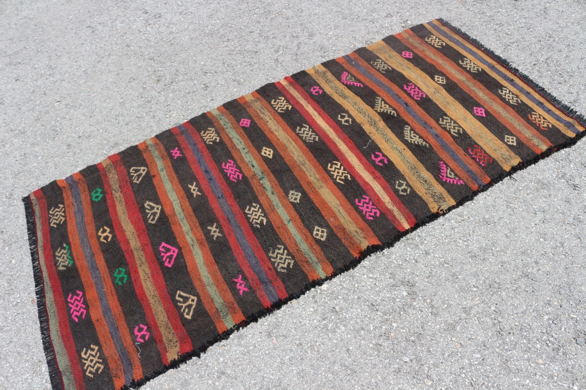 Anatolian Rugs, Cute Rug, Nursery Rug, Wool Rugs, Entry Rugs, Turkish Rug, Brown  2.8x6.3 ft Accent Rugs, Vintage Rug, Kilim