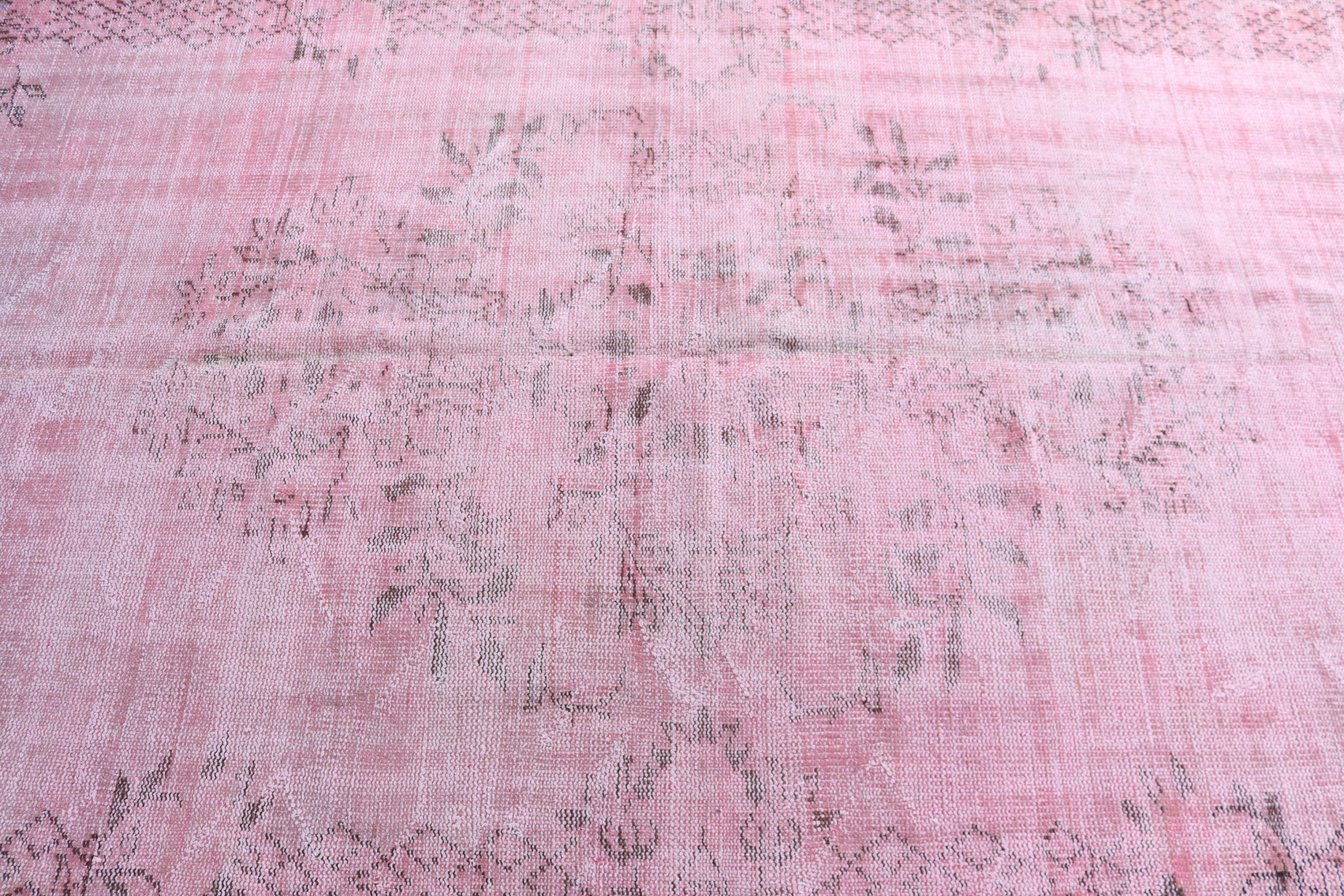 Pembe Oryantal Halı, Lüks Halı, Oryantal Halı, İç Mekan Halıları, 5.4x7.4 ft Alan Halısı, Türk Halısı, Yer Halısı, Vintage Halı, Oushak Bölgesi Halıları