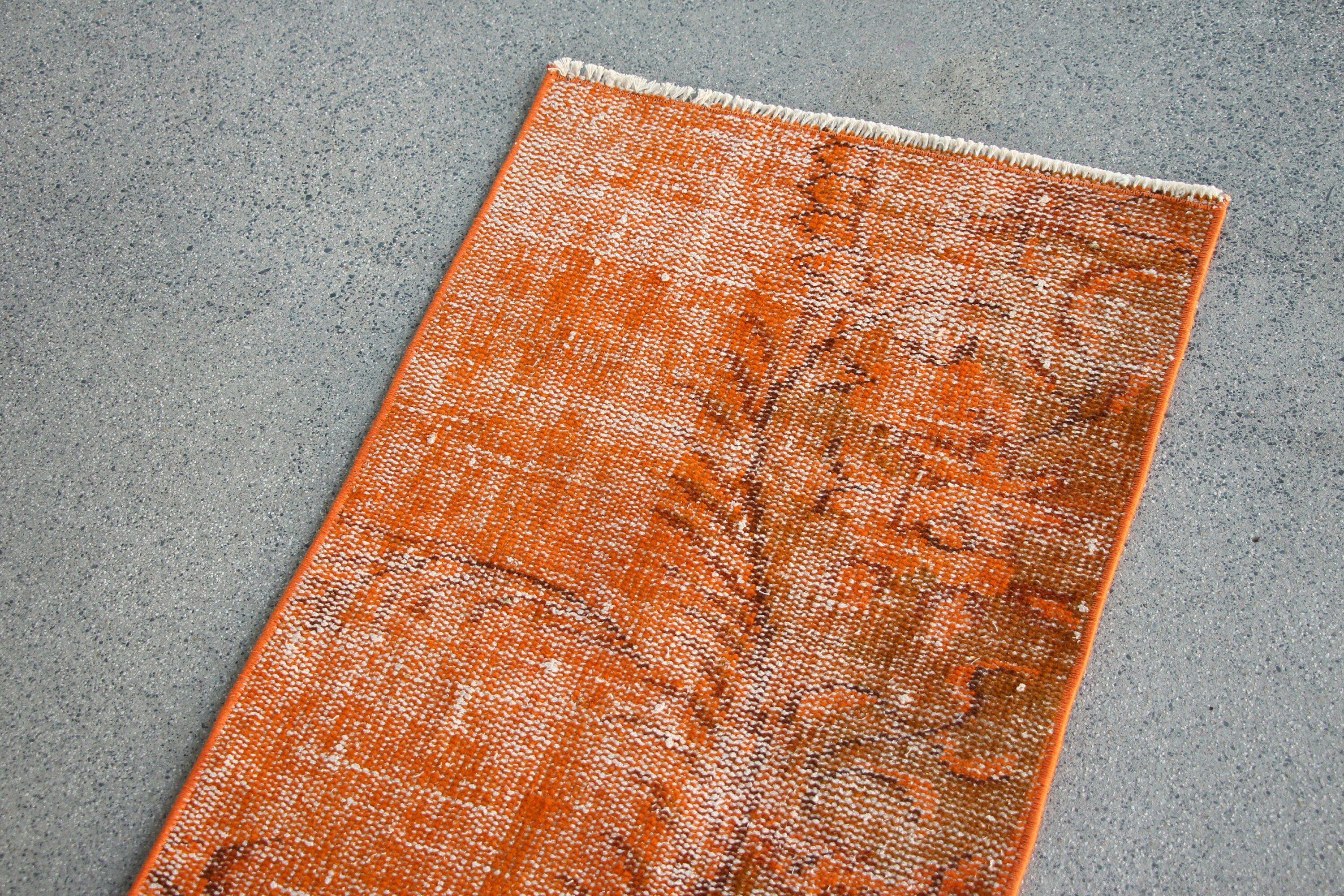 Anatolian Rugs, Orange Wool Rug, Door Mat Rugs, Turkish Rugs, Rugs for Bathroom, Bath Rugs, Vintage Rug, 1.7x3.3 ft Small Rug, Kitchen Rug