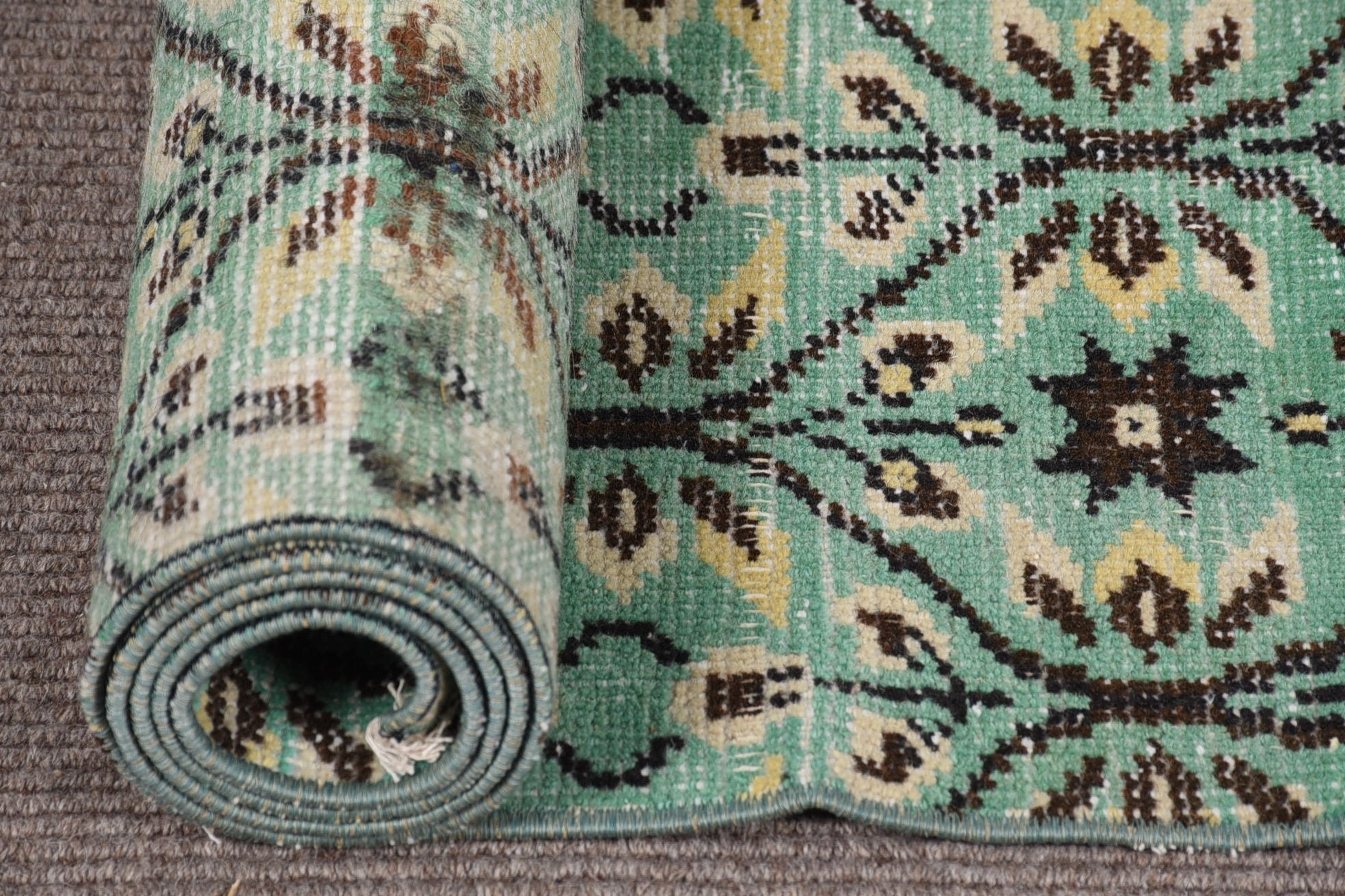 Turkish Rug, Vintage Accent Rugs, Green Floor Rug, Vintage Rug, 2.9x6.5 ft Accent Rugs, Cool Rug, Handwoven Rug, Decorative Rugs, Boho Rugs