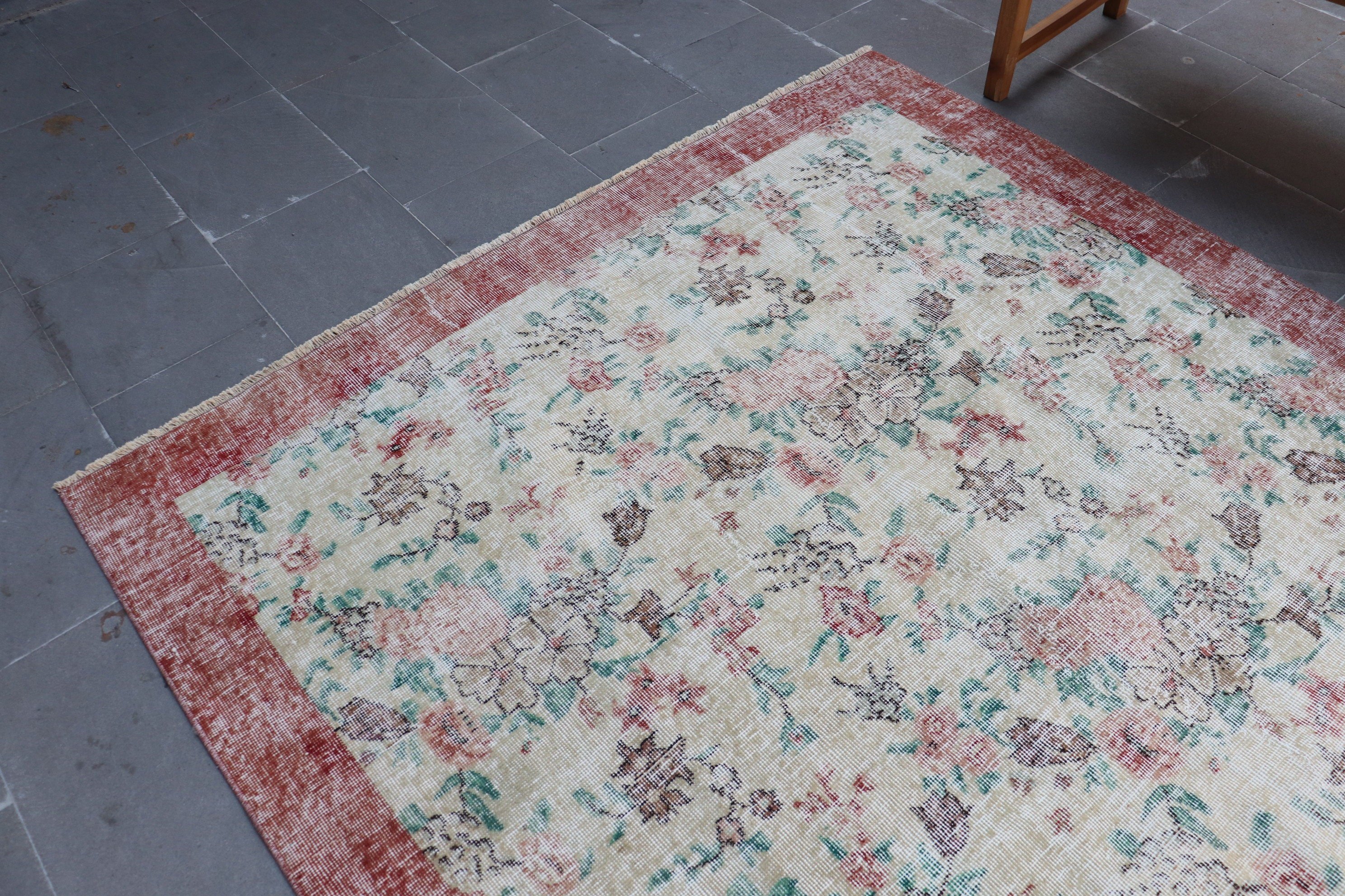 Living Room Rugs, 5.5x8.7 ft Large Rug, Wool Rugs, Turkish Rugs, Beige Kitchen Rugs, Salon Rug, Vintage Rug, Turkey Rug