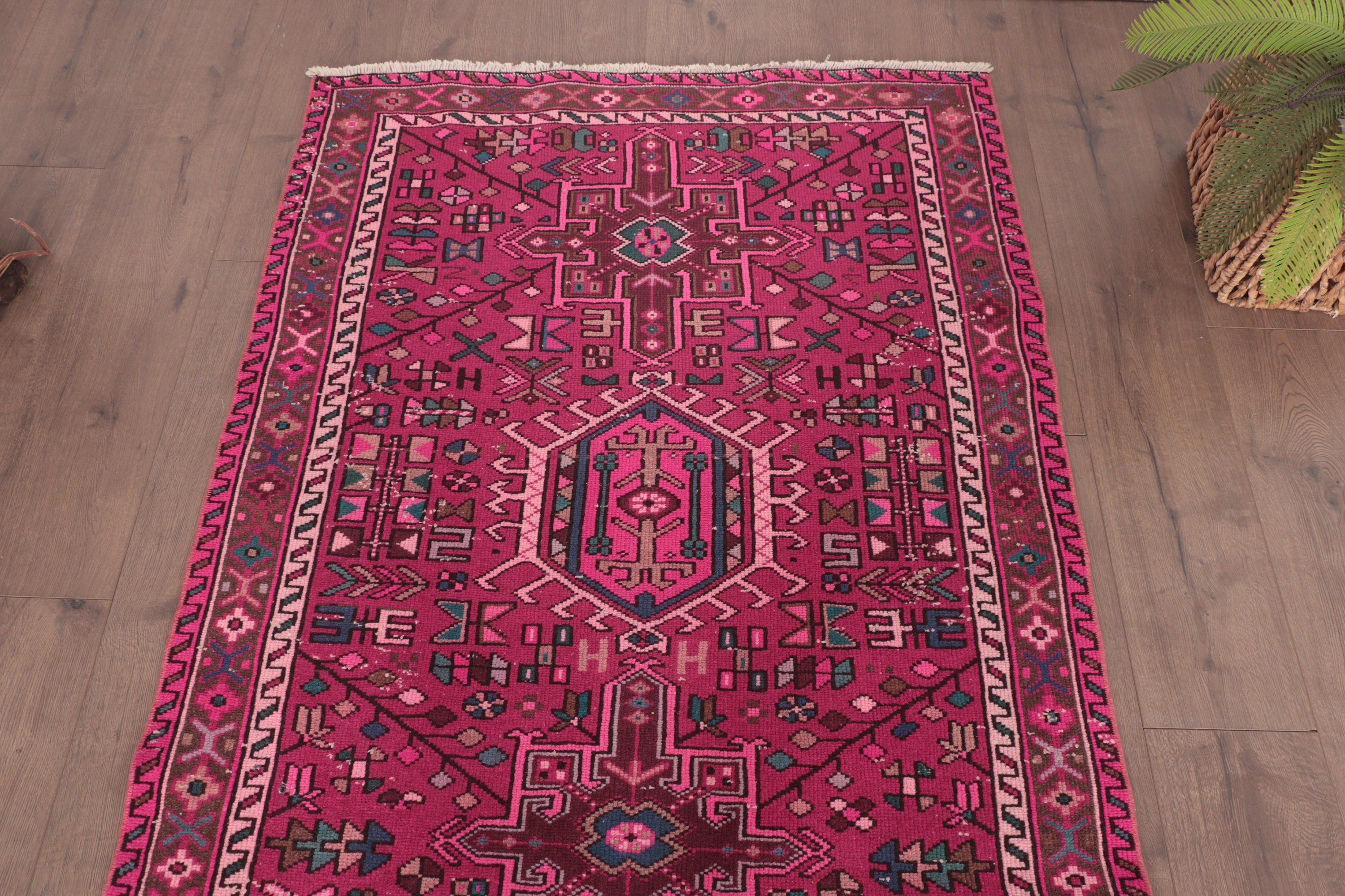 3.3x12.5 ft Runner Halı, Boho Halı, Uzun Runner Halıları, Pembe Fas Halıları, Koridor Halısı, Türk Halıları, Antika Halı, Vintage Halı, Yatak Odası Halıları