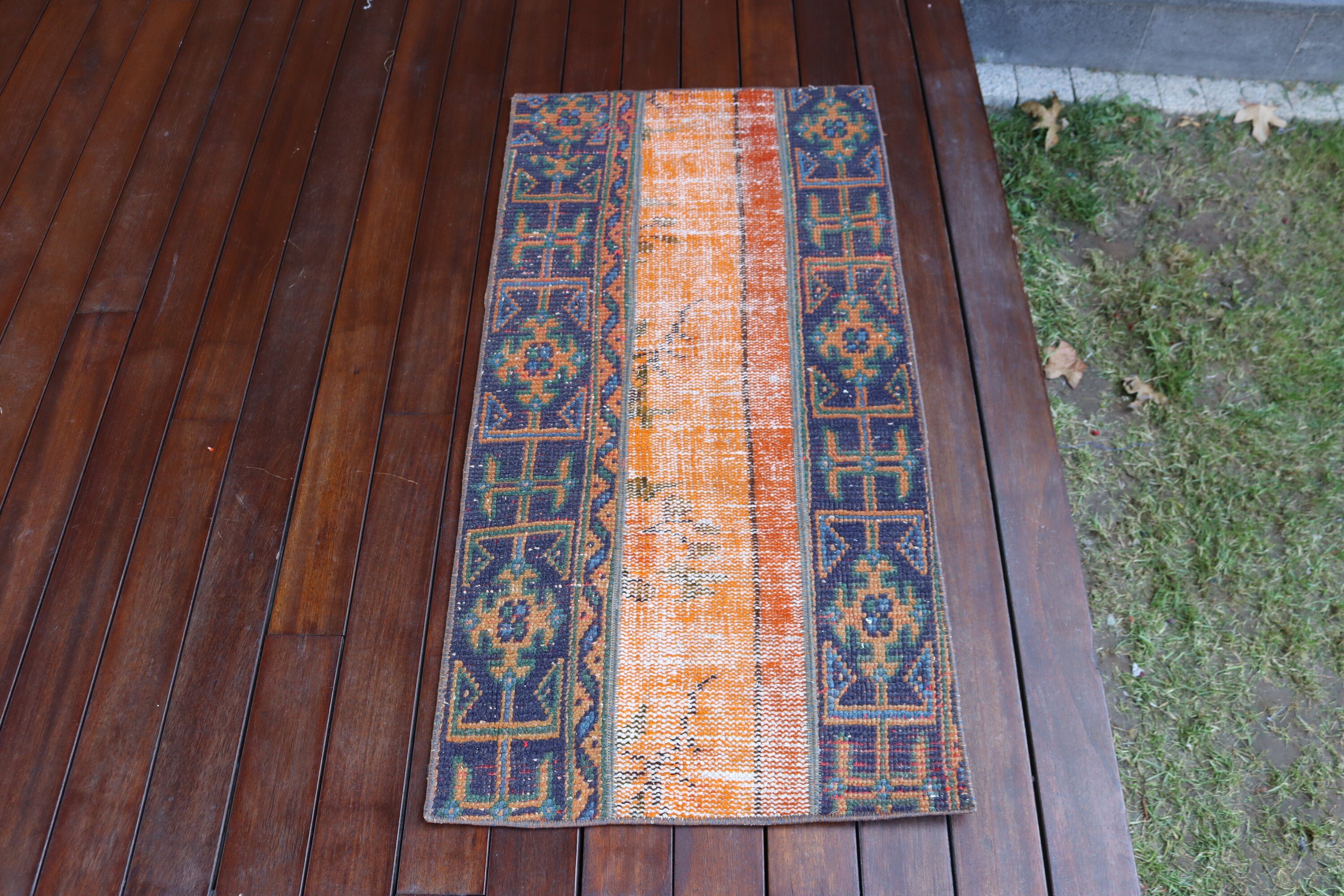 Turkish Rug, Floor Rugs, Rugs for Bedroom, Vintage Rug, 1.8x3.7 ft Small Rug, Wall Hanging Rug, Kitchen Rug, Blue Boho Rugs, Luxury Rugs