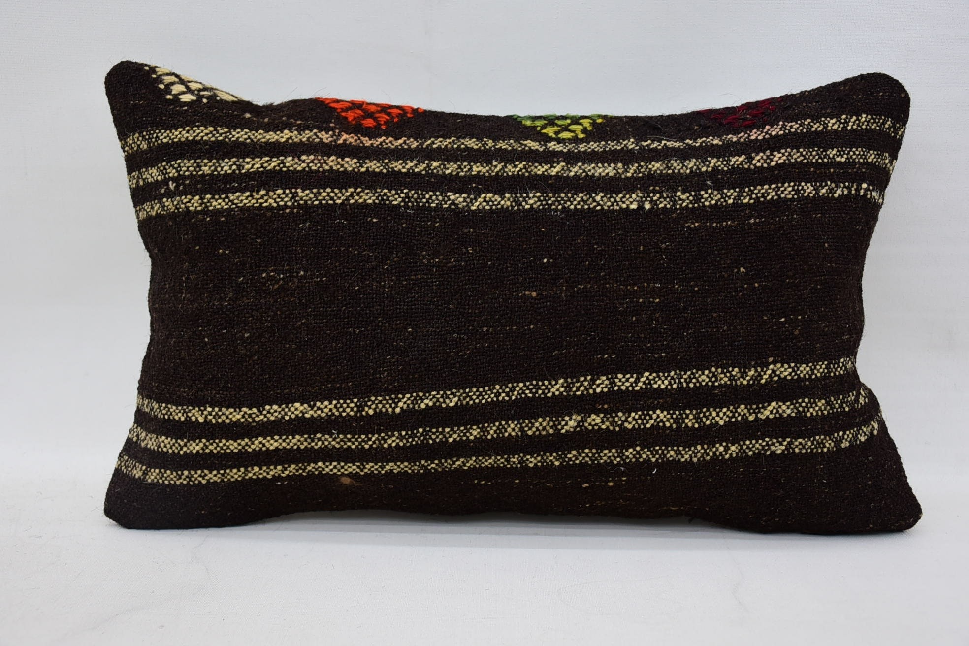 Kilim Yastık Kılıfı, Dış Mekan Yastık Kılıfı, Vintage Yastık, 12"x20" Kahverengi Yastık Kılıfı, Yer Yastık, Türk Kilim Yastık