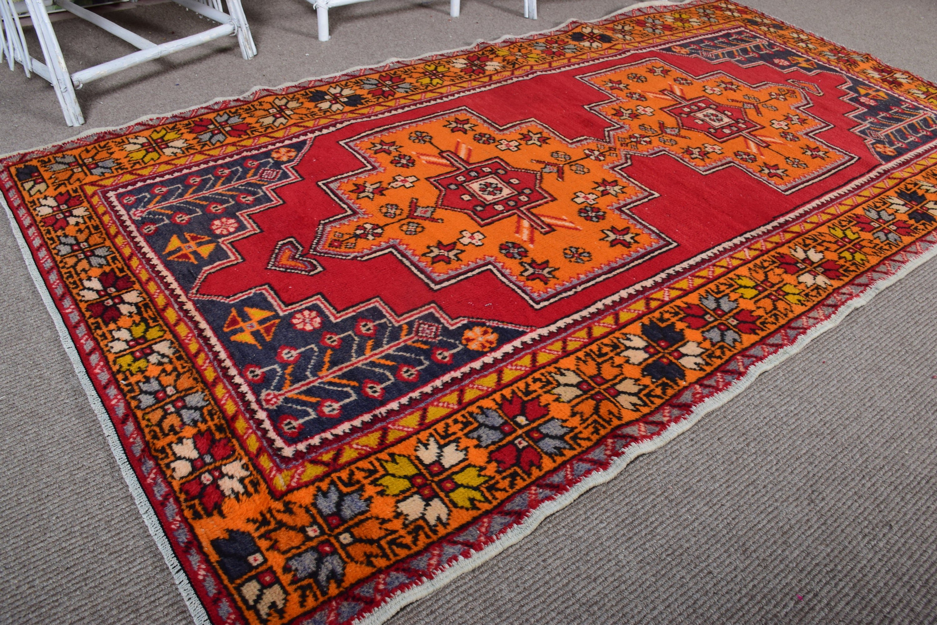 Turkish Rugs, Vintage Rugs, Handwoven Rug, Floor Rug, Vintage Area Rug, Red Flatweave Rug, Anatolian Rug, 4.4x8.2 ft Area Rugs, Cool Rug