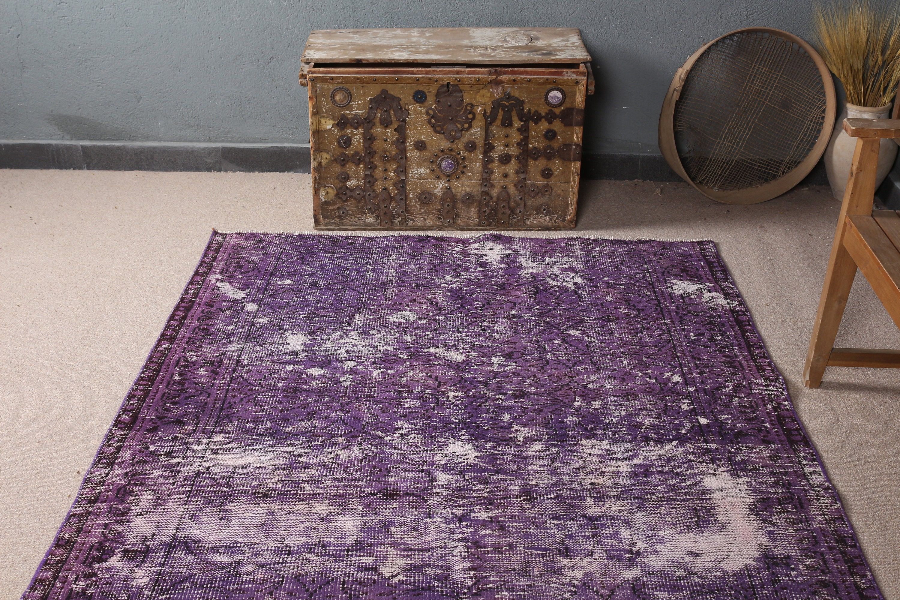 Purple Moroccan Rug, Vintage Rug, Bedroom Rug, Turkish Rug, Floor Rugs, 5x8.2 ft Large Rugs, Salon Rug, Dining Room Rug, Vintage Decor Rugs