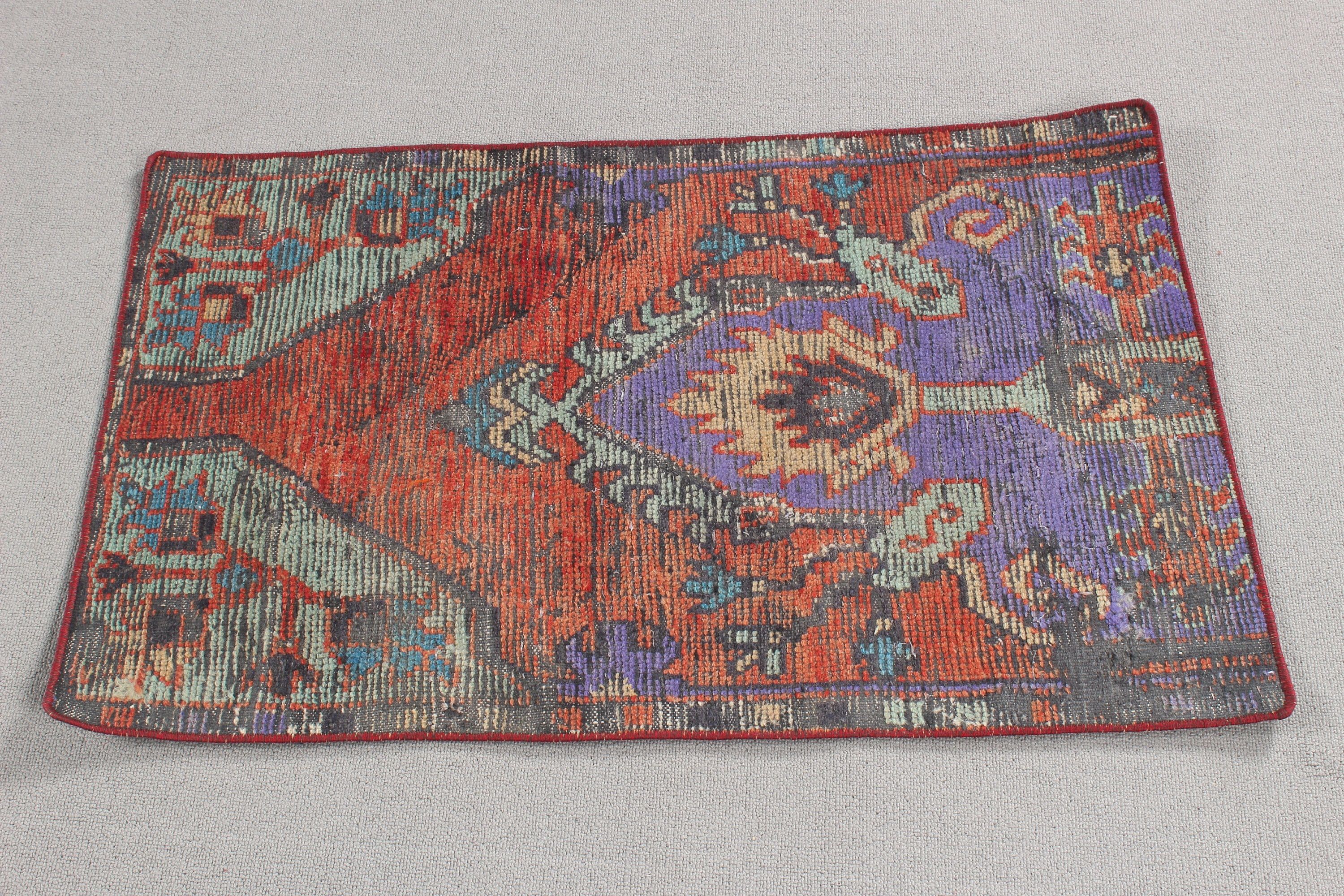 1.8x2.8 ft Küçük Halı, Mavi Yün Halılar, Küçük Alan Halıları, Giriş Halıları, El Dokuma Halı, Vintage Halı, Türk Halısı, Yatak Odası Halıları