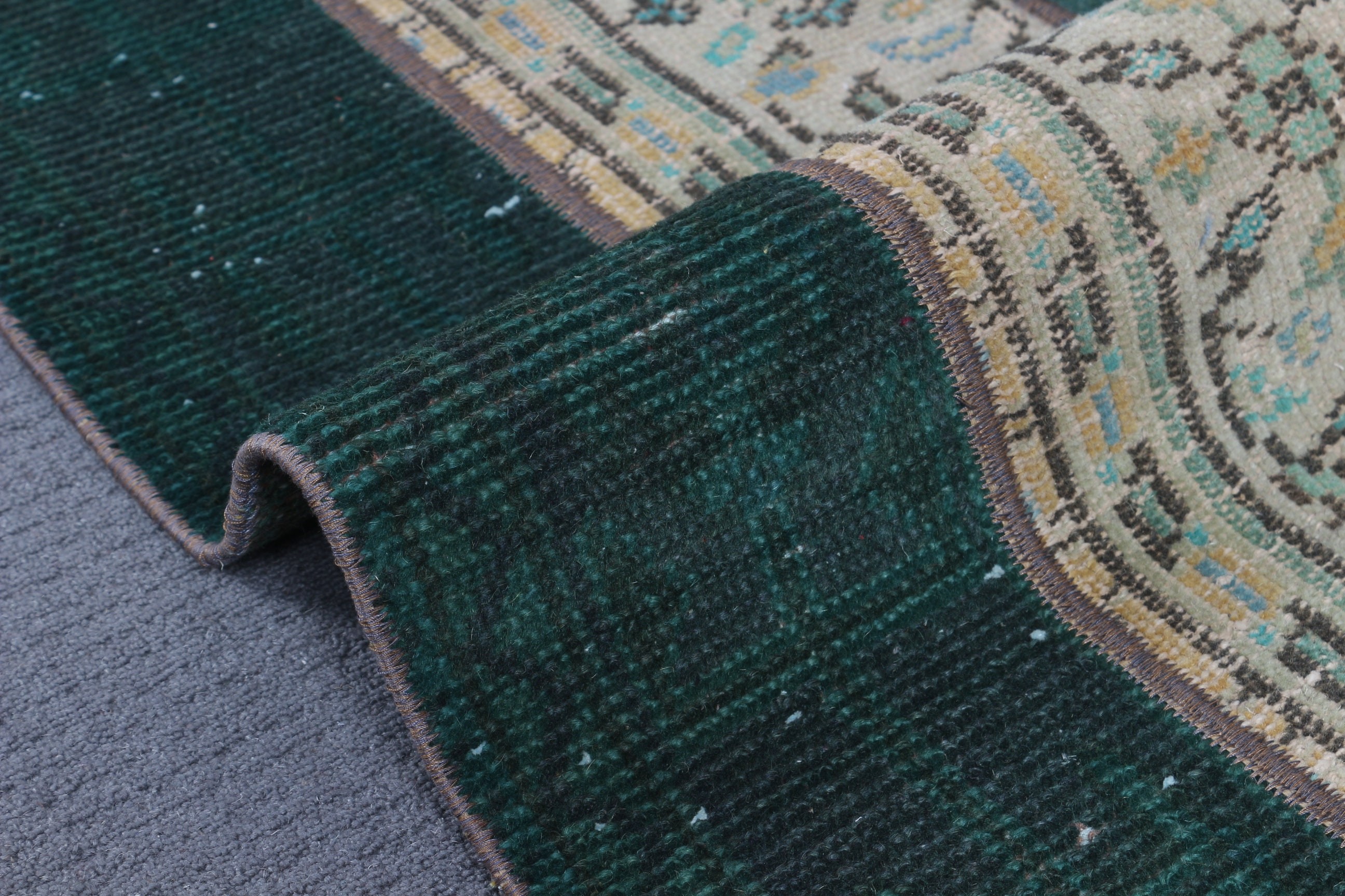 Vintage Rug, Turkish Rugs, Anatolian Rug, Oushak Rug, Kitchen Rug, Rugs for Bath, 1.9x3.1 ft Small Rug, Green Anatolian Rug, Bath Rug