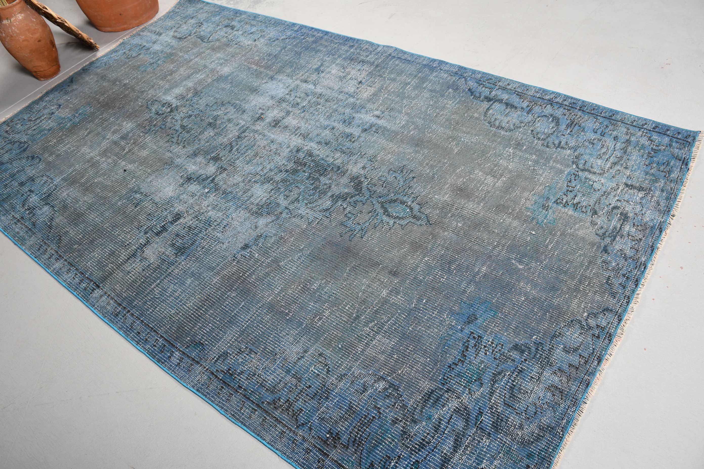 5.2x8.5 ft Large Rug, Turkish Rug, Antique Rug, Nomadic Rug, Blue Cool Rug, Vintage Rug, Dining Room Rugs, Wool Rug, Living Room Rugs