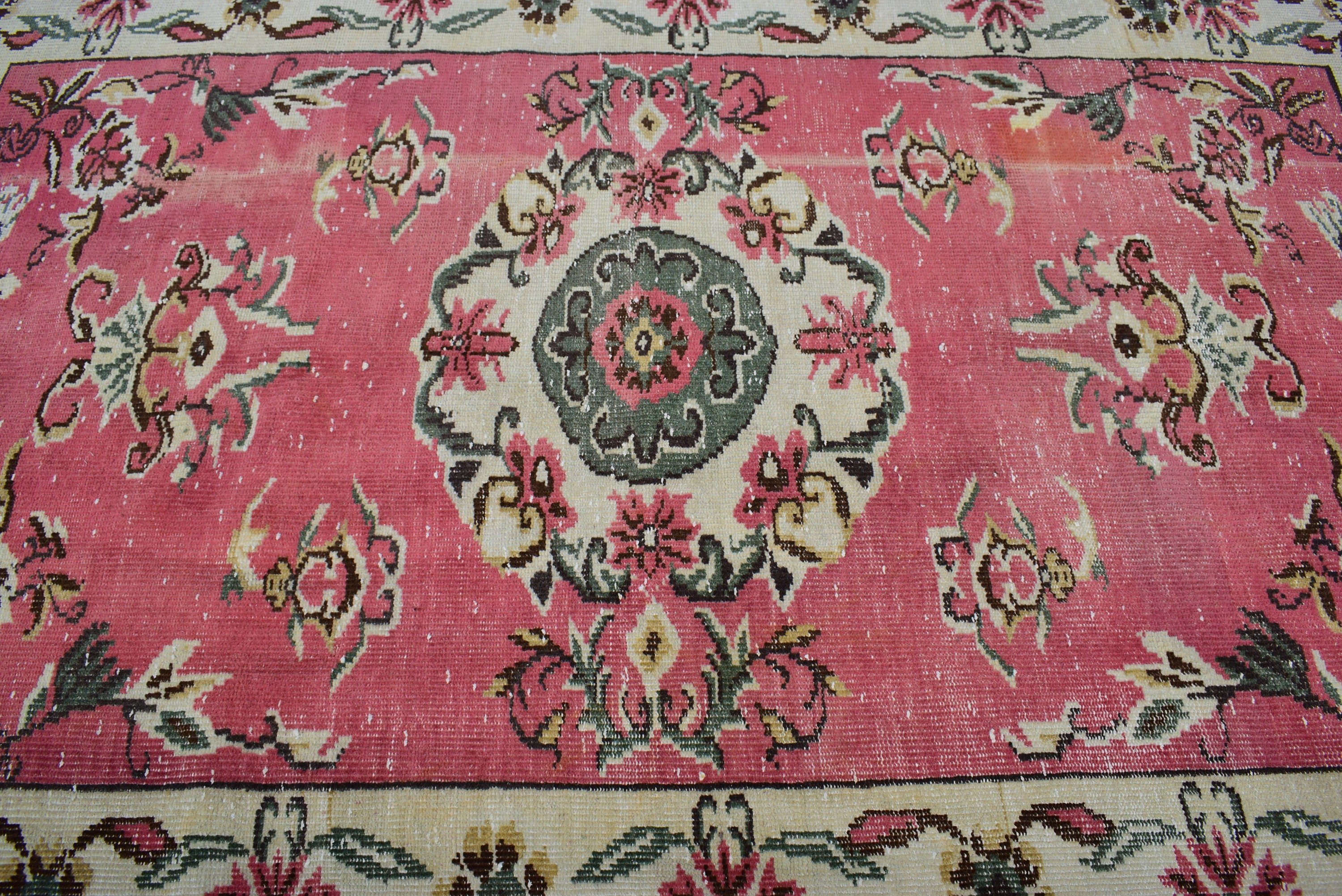 Modern Rug, Vintage Rug, Luxury Rug, 5.2x8.1 ft Large Rugs, Pink Oushak Rugs, Large Vintage Rugs, Living Room Rugs, Wool Rug, Turkish Rugs