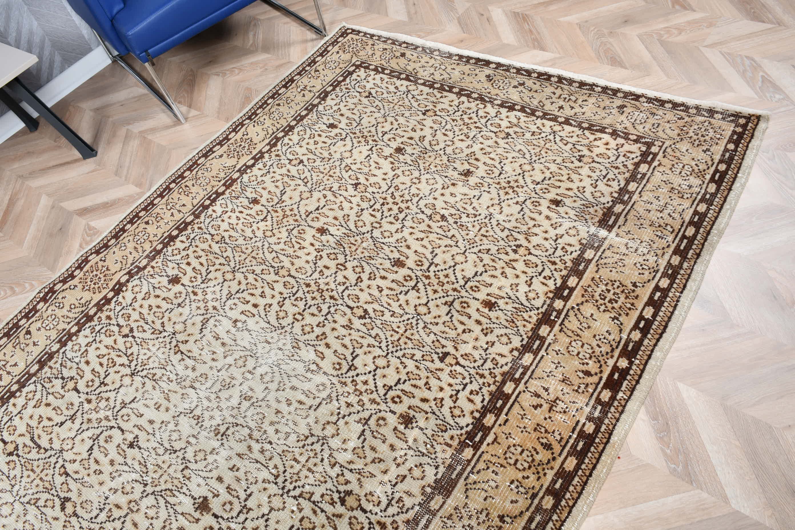 Vintage Halı, Türk Halısı, Ev Dekorasyonu Halısı, Yemek Odası Halısı, Fas Halısı, Boho Halısı, Salon Halısı, Bej 5.2x8.9 ft Büyük Halı