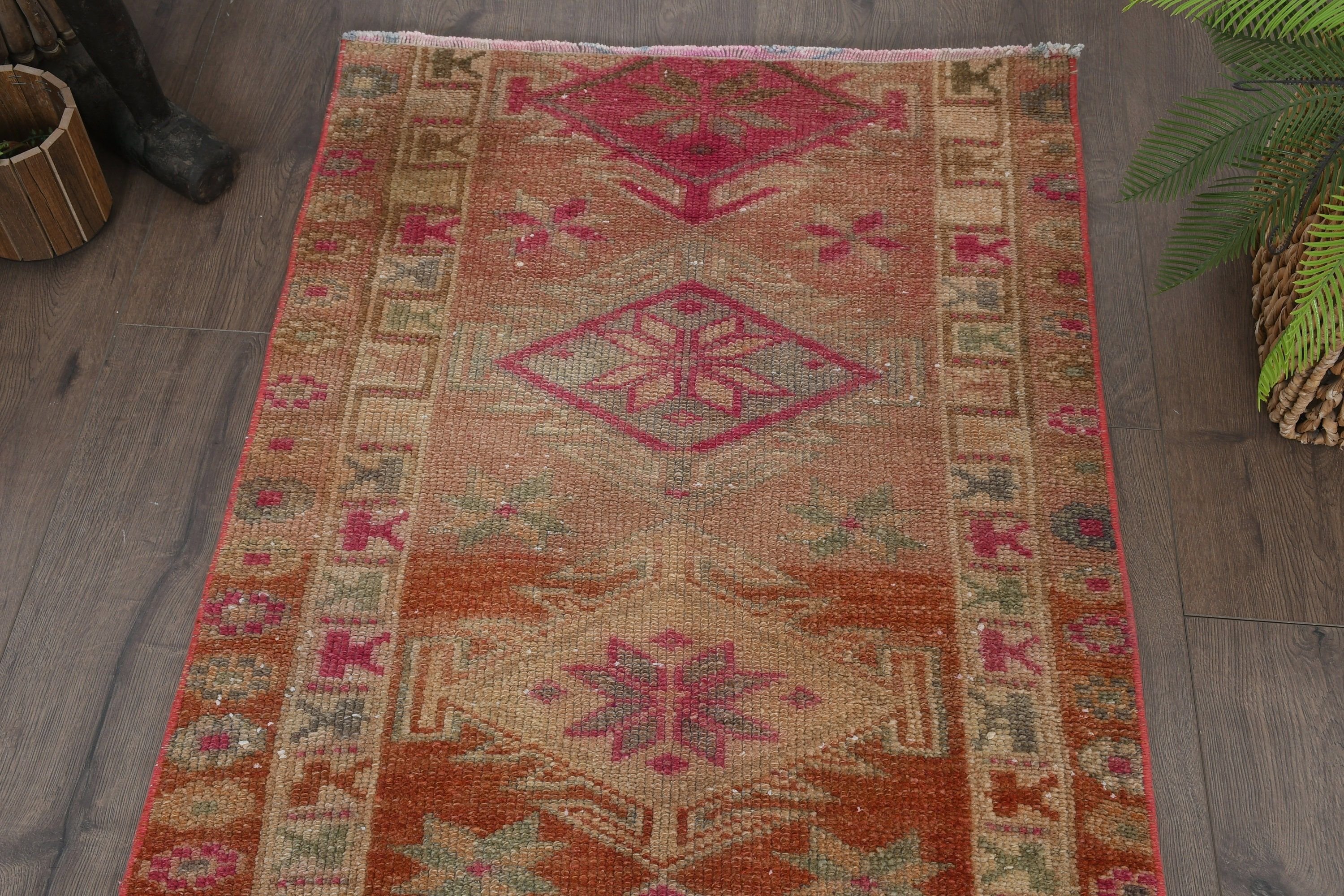 Antique Rug, Vintage Rugs, Hallway Rug, Orange Oriental Rug, Rugs for Runner, 2.5x7.6 ft Runner Rug, Turkish Rugs, Wool Rug, Kitchen Rugs