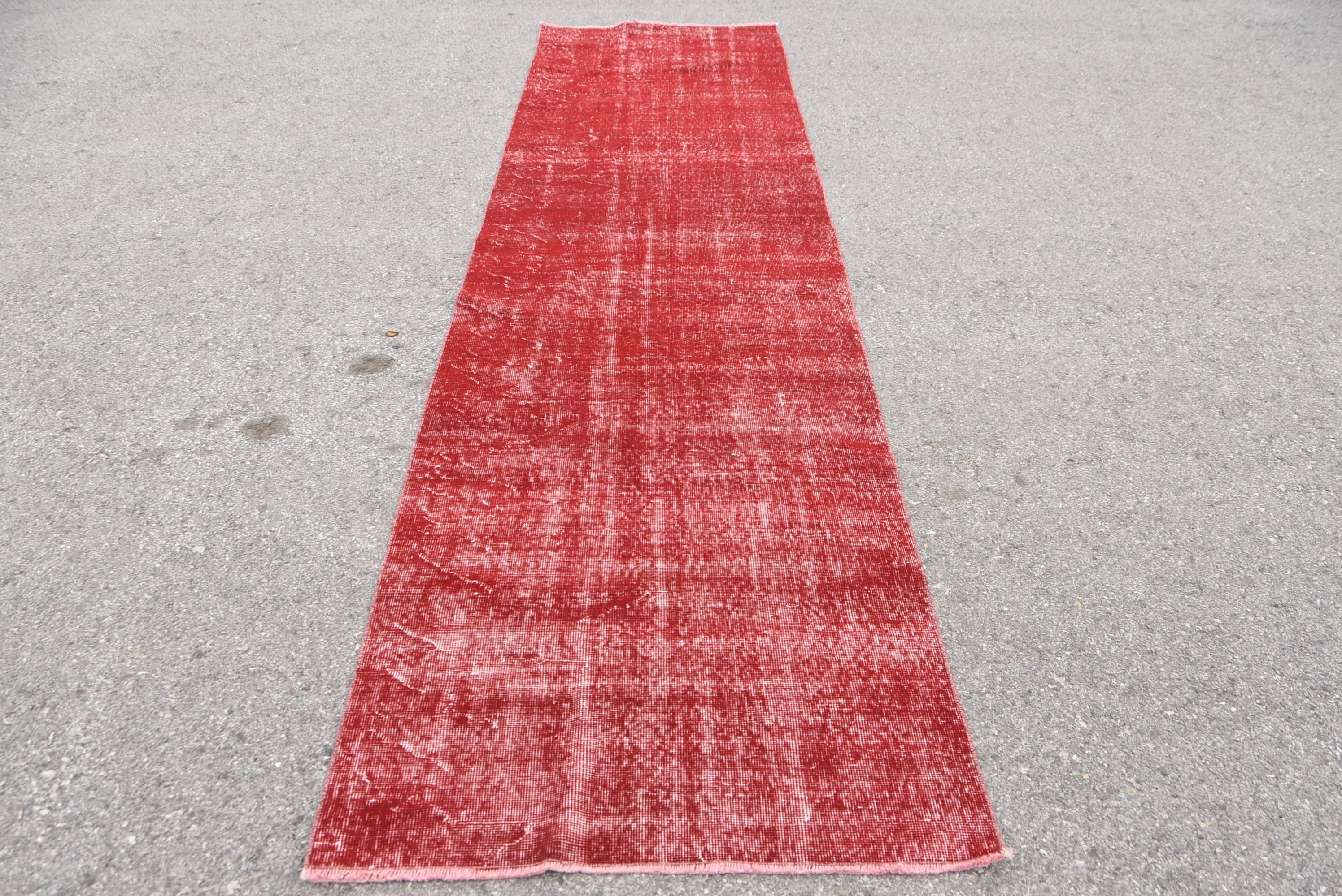 Oriental Rugs, 3.1x11.9 ft Runner Rugs, Red Oushak Rugs, Hallway Rug, Vintage Rug, Home Decor Rug, Turkish Rug, Corridor Rug, Floor Rugs