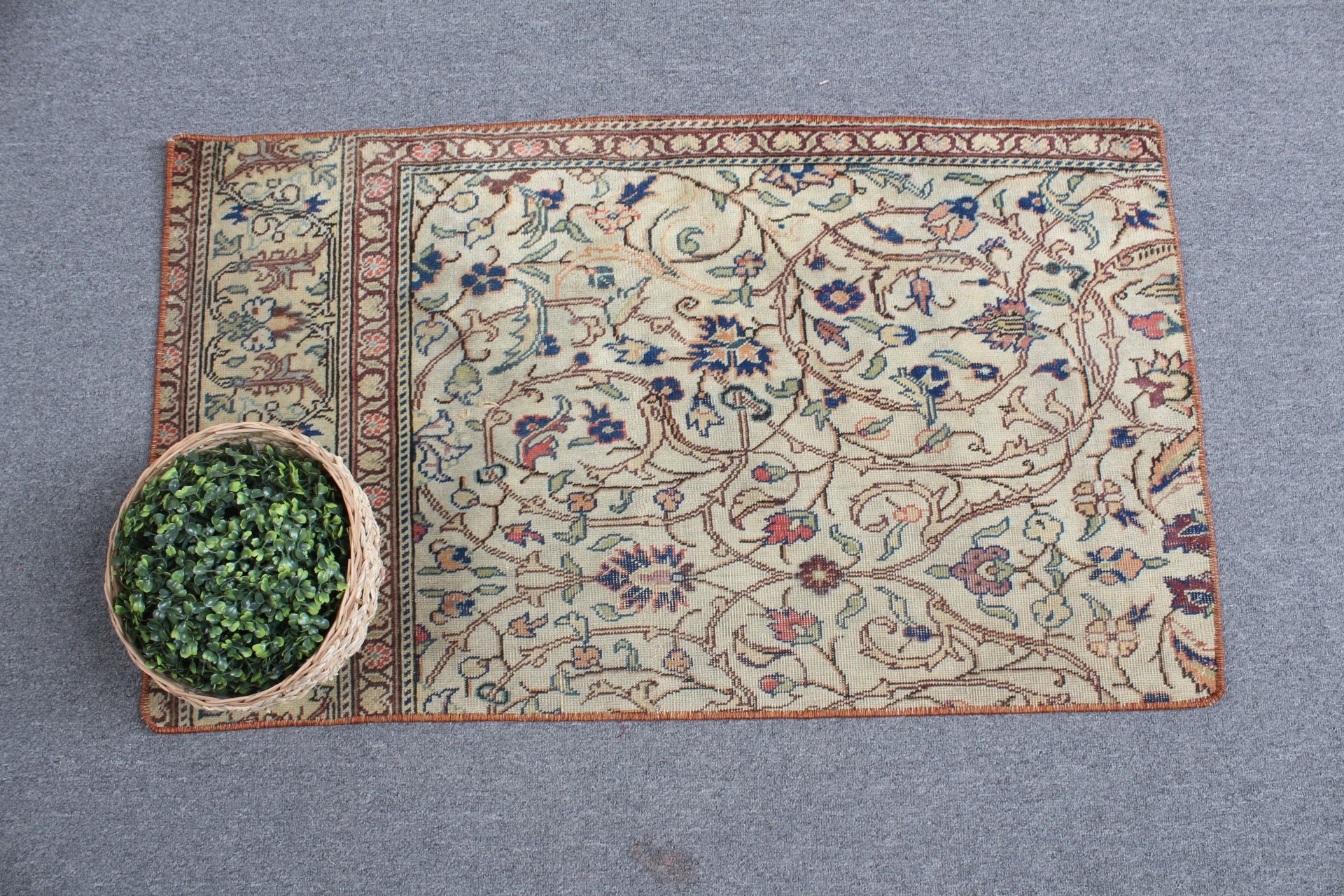 1.9x3.4 ft Küçük Halı, Etnik Halı, Duvara Asılı Halılar, Yün Halı, Türk Halıları, Vintage Halılar, Yatak Odası Halısı, Yeşil Mutfak Halısı