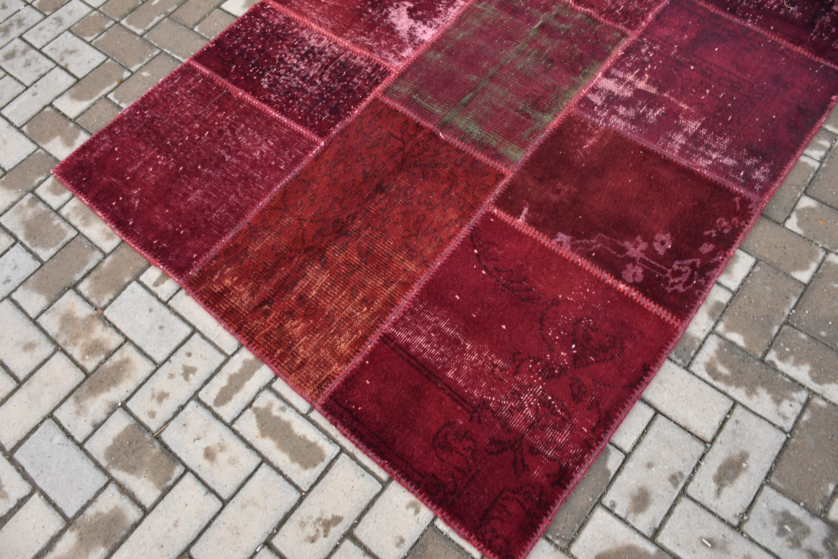 Oushak Rugs, Red  4.5x6.5 ft Area Rugs, Vintage Rugs, Turkish Rugs, Floor Rugs, Living Room Rug, Designer Rug, Rugs for Indoor