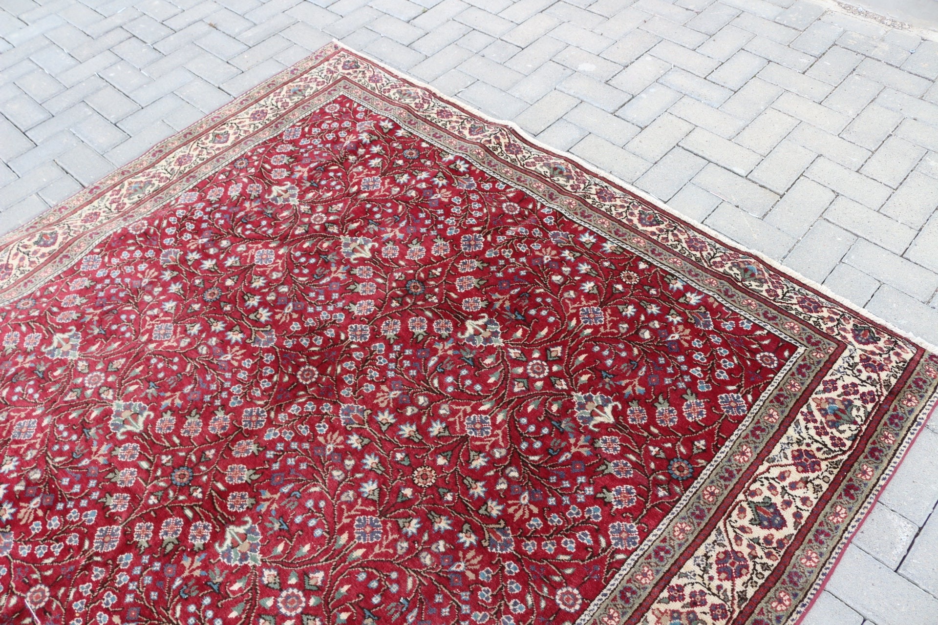 Dining Room Rug, Art Rug, Red Kitchen Rugs, 6.4x9.1 ft Large Rug, Vintage Rug, Living Room Rug, Home Decor Rug, Turkish Rugs, Anatolian Rug