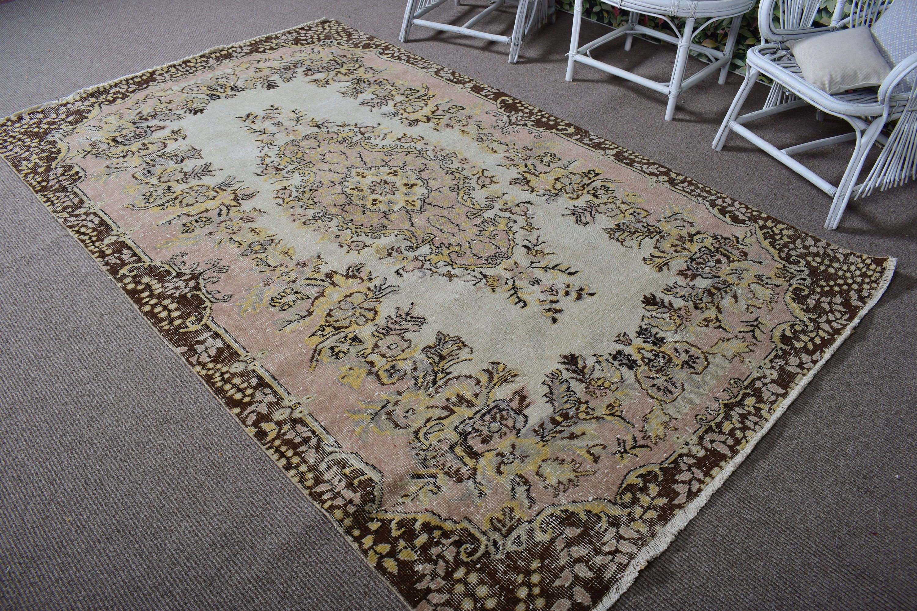 Salon Rug, Cool Rugs, Vintage Rugs, Beige Kitchen Rugs, Oriental Rugs, Turkish Rugs, Living Room Rug, 5.4x8.7 ft Large Rugs, Artistic Rugs